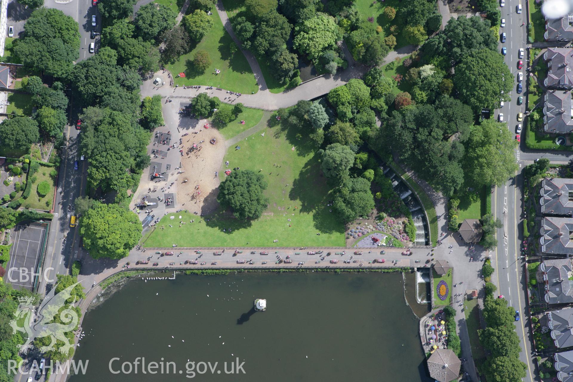 RCAHMW colour oblique aerial photograph of Roath Park, Cardiff. Taken on 30 July 2007 by Toby Driver