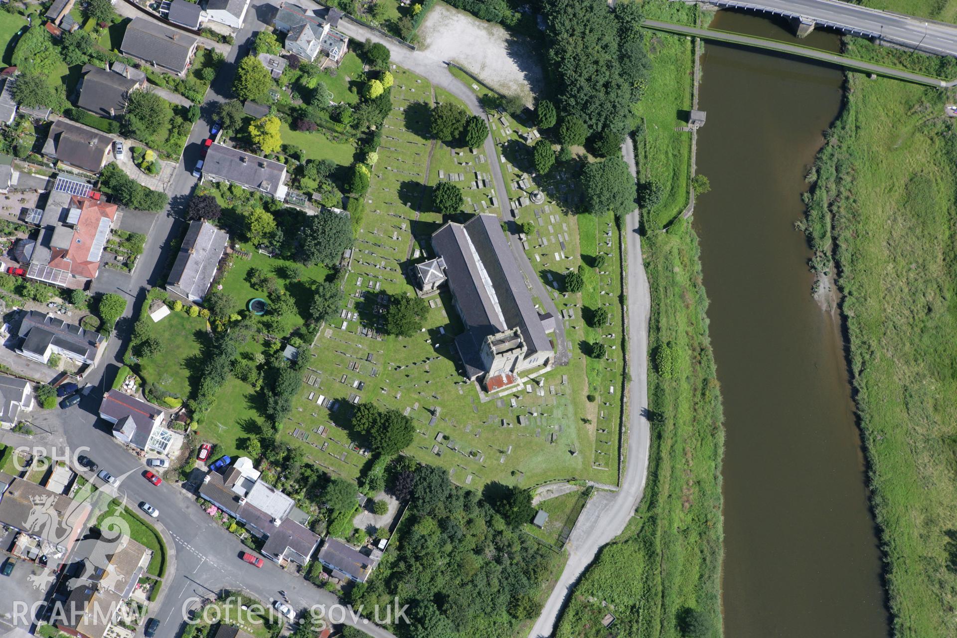 RCAHMW colour oblique aerial photograph of St Mary's Church, Rhuddlan. Taken on 31 July 2007 by Toby Driver