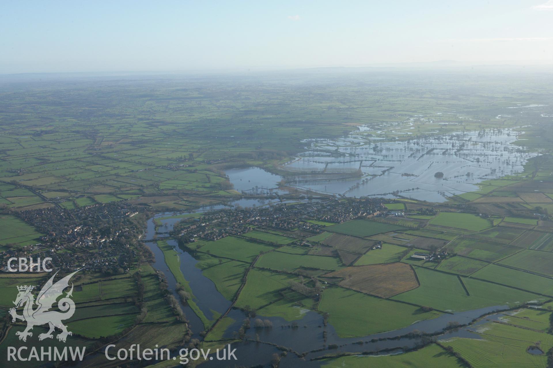 RCAHMW colour oblique photograph of River Dee, flooded landscape towards Holt. Taken by Toby Driver on 11/12/2007.