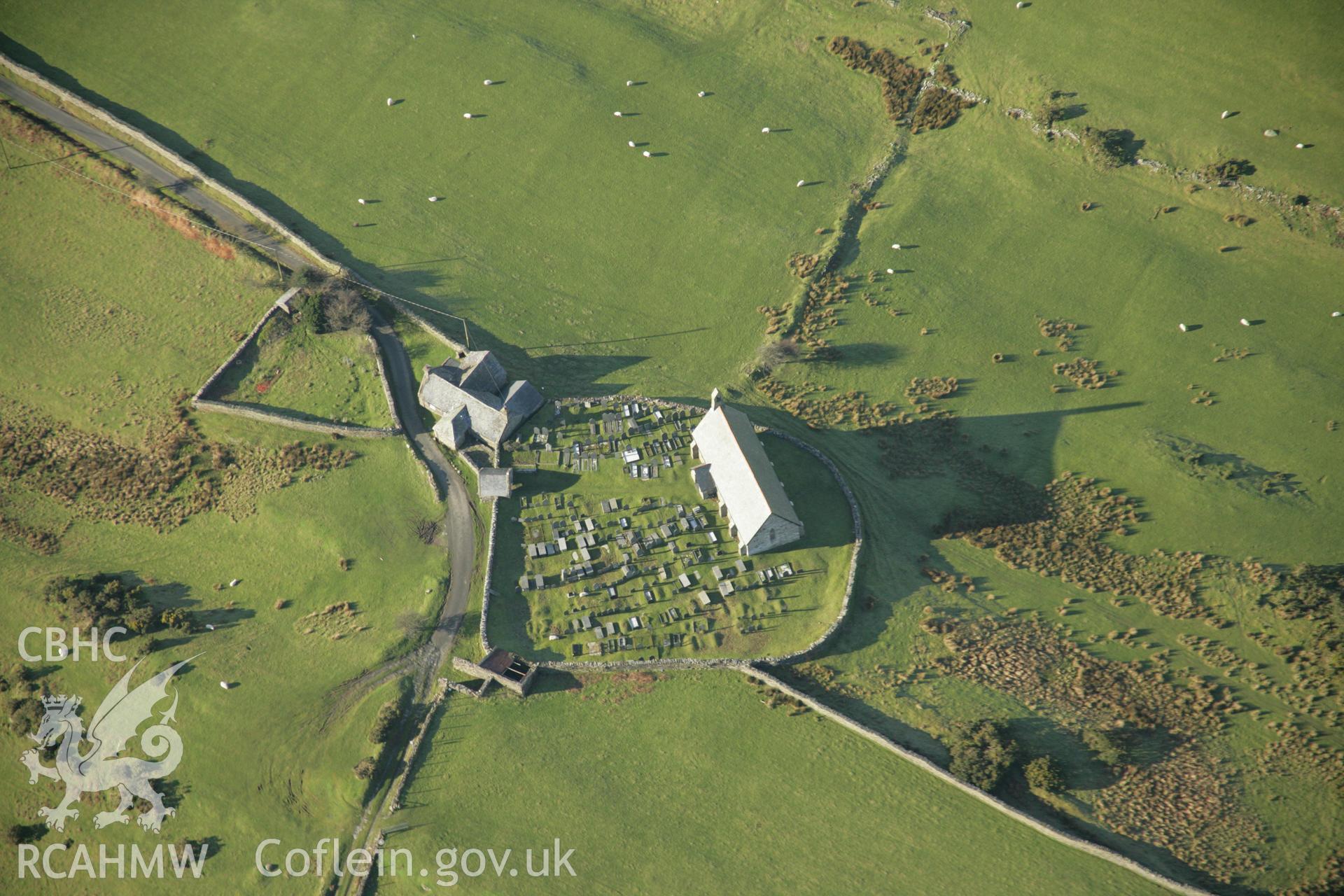 RCAHMW colour oblique aerial photograph of St Tecwyn's, Llandecwyn. Taken on 25 January 2007 by Toby Driver