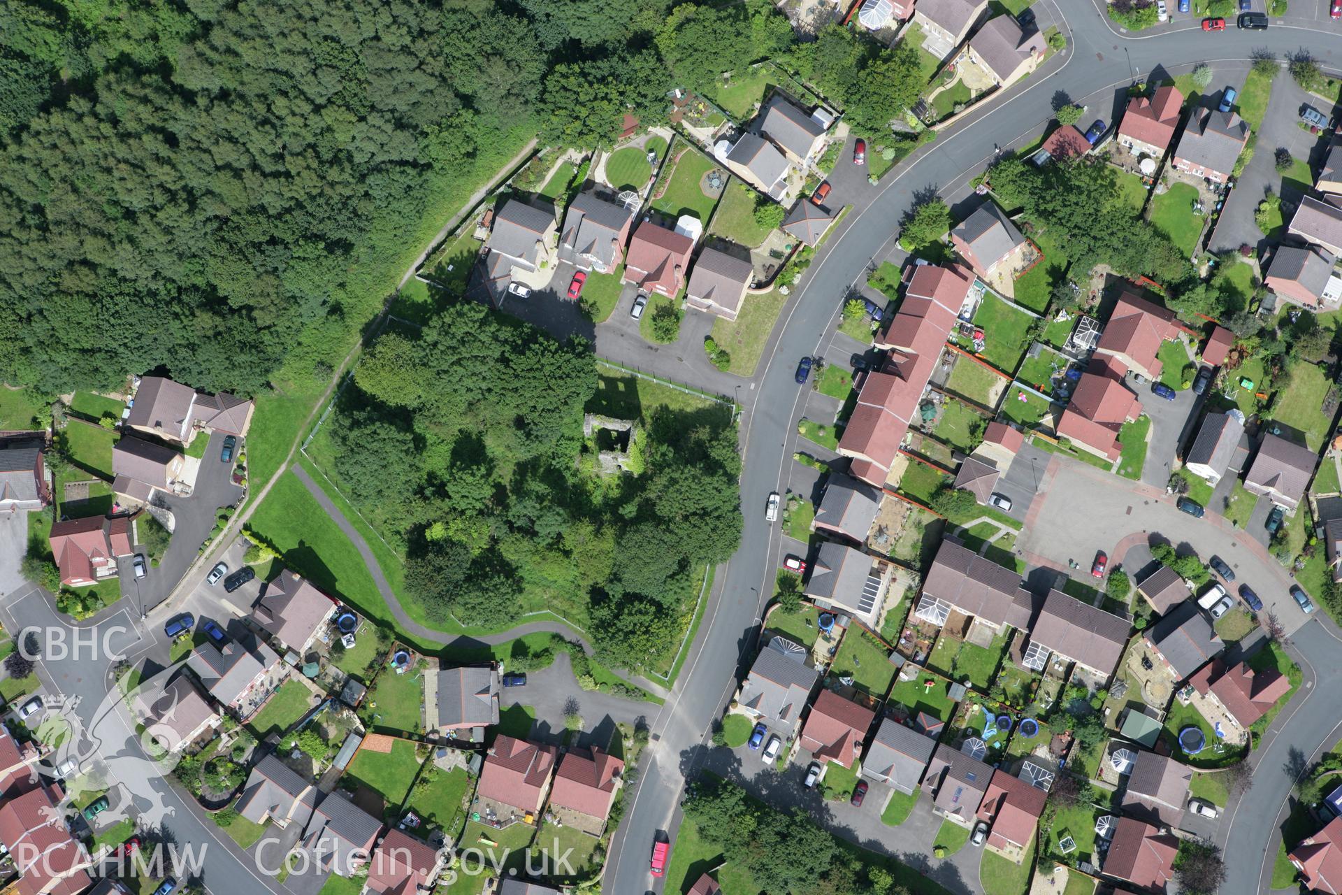 RCAHMW colour oblique aerial photograph of Bryngwyn Colliery Pumping Engine House, Bedwas. Taken on 30 July 2007 by Toby Driver