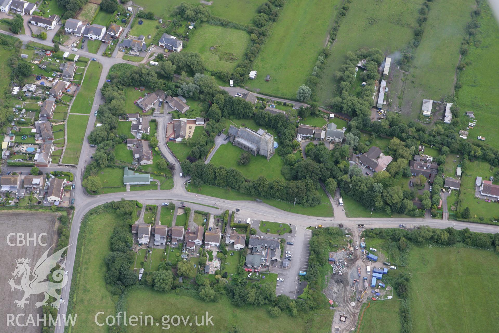 RCAHMW colour oblique aerial photograph of Peterstone Wentlooge. Taken on 30 July 2007 by Toby Driver