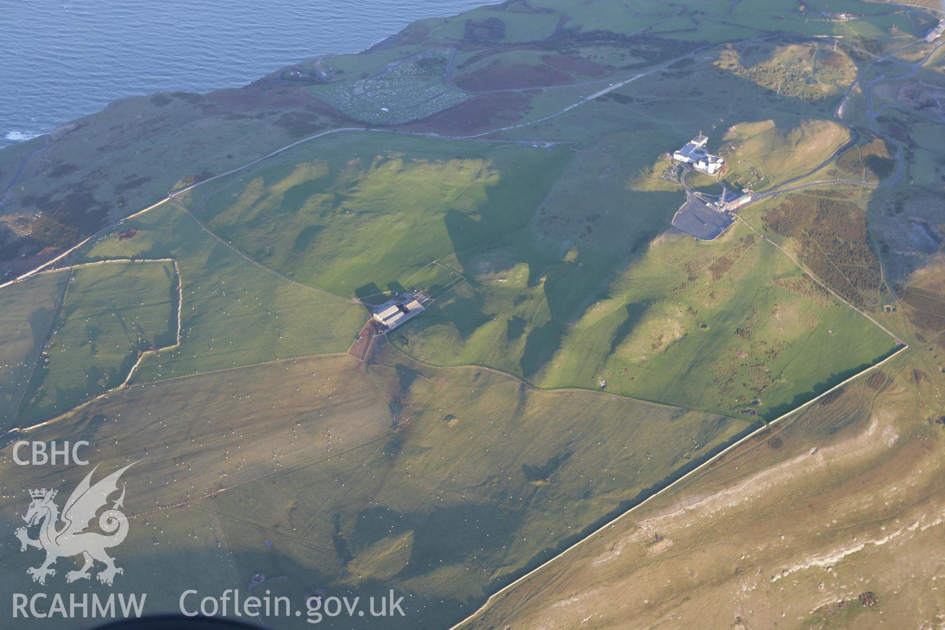 RCAHMW colour oblique photograph of Great Orme and  fields to the west of Telegraph Station. Taken by Toby Driver on 20/12/2007.