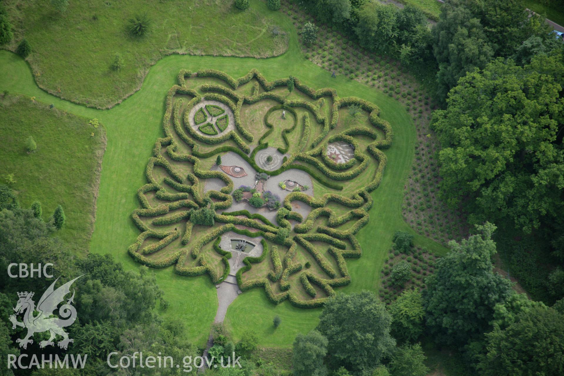 RCAHMW colour oblique aerial photograph of Penpont Garden, Trallong. Taken on 09 July 2007 by Toby Driver