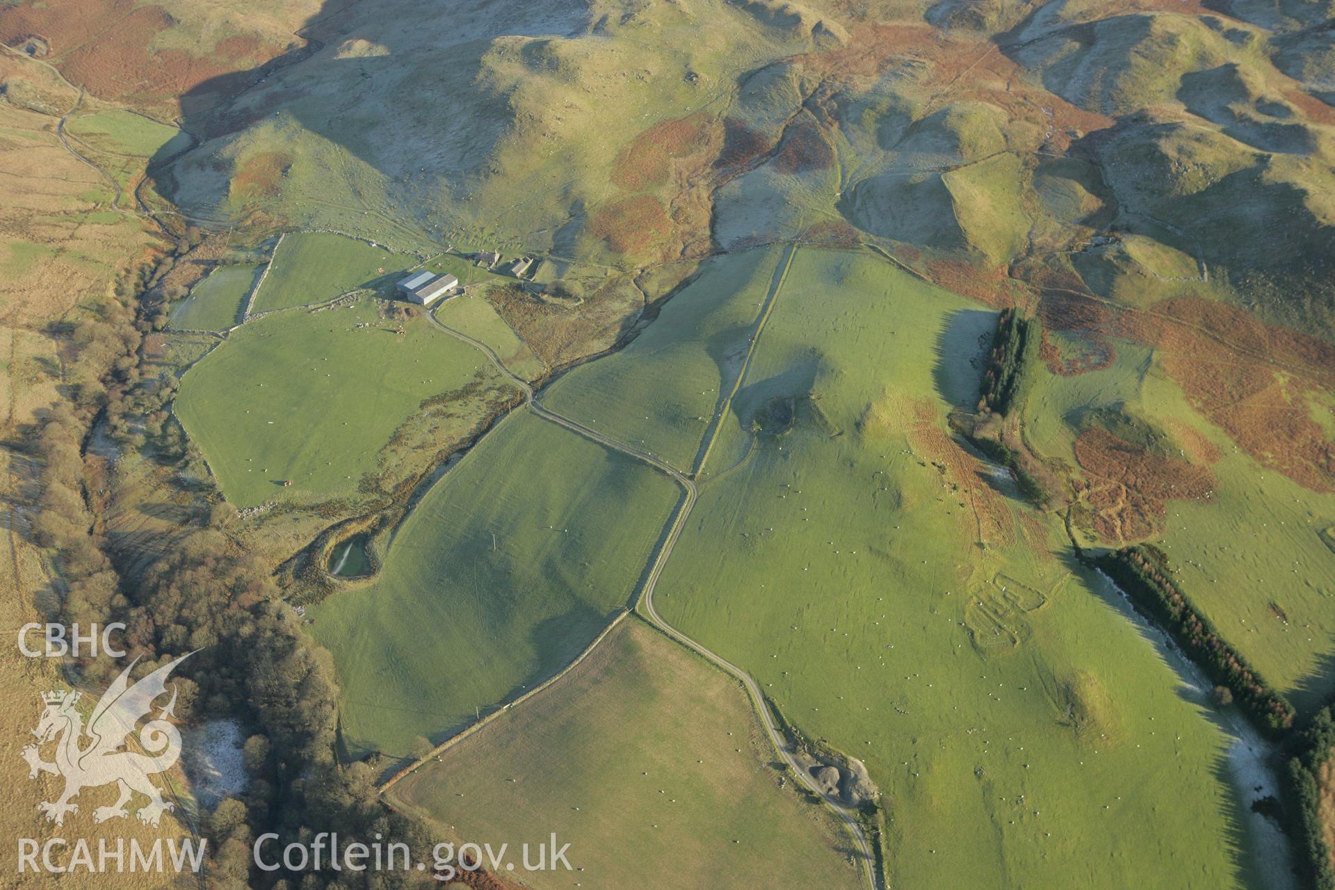 RCAHMW colour oblique photograph of the Troed y Rhiw landscape. Taken by Toby Driver on 20/12/2007.