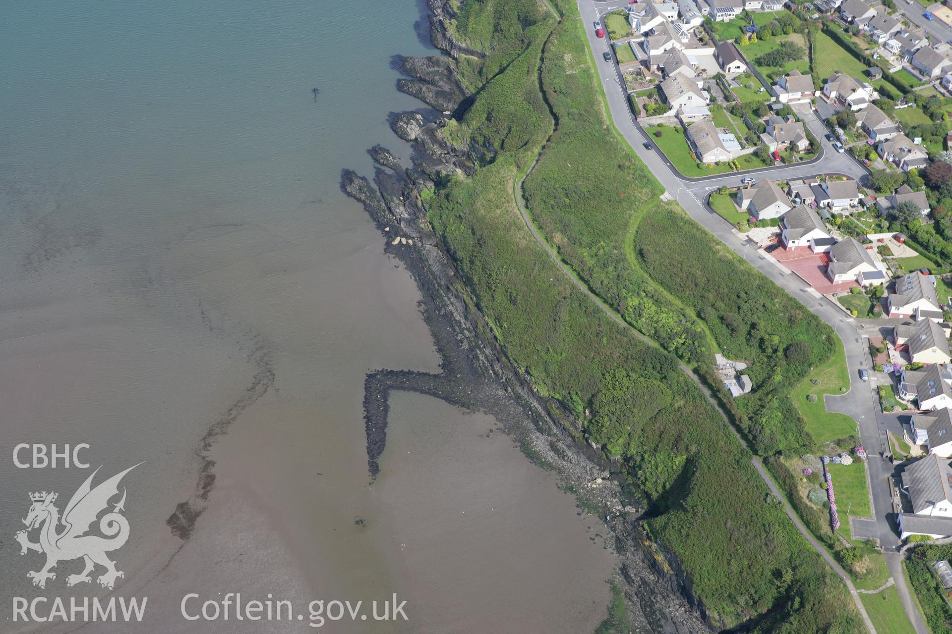 RCAHMW colour oblique photograph of Fishguard harbour south-east fishtrap. Taken by Toby Driver on 01/08/2007.