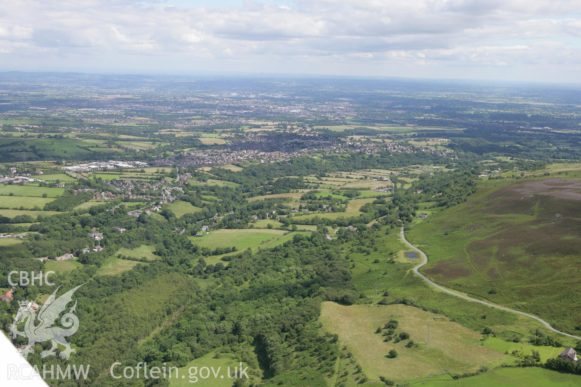 RCAHMW colour oblique aerial photograph of Hoffman Limekiln, Minera Quarry. Taken on 24 July 2007 by Toby Driver