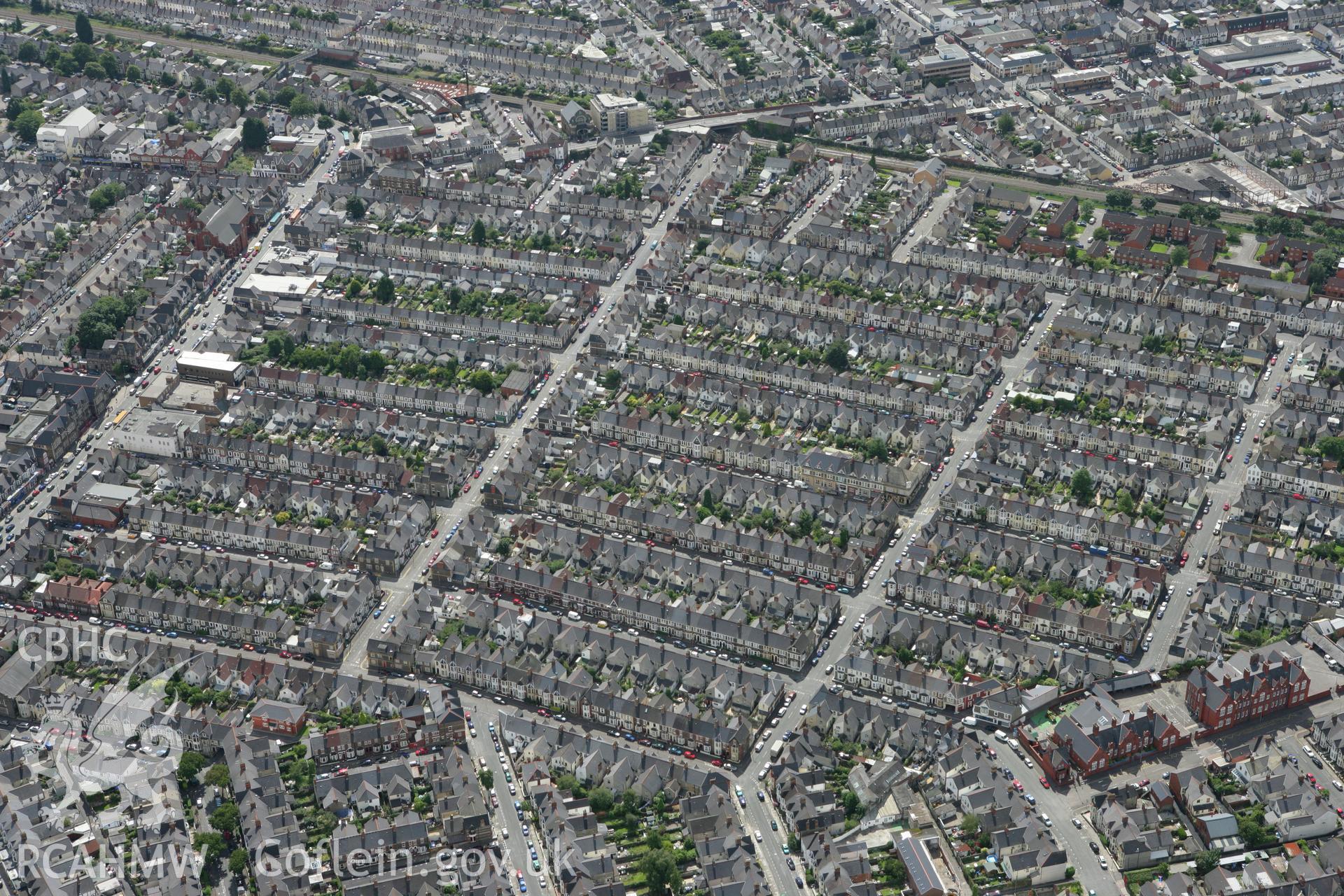 RCAHMW colour oblique aerial photograph of Roath Park Primary School, Pen y Wain Road with terraced housing, viewed from the east. Taken on 30 July 2007 by Toby Driver