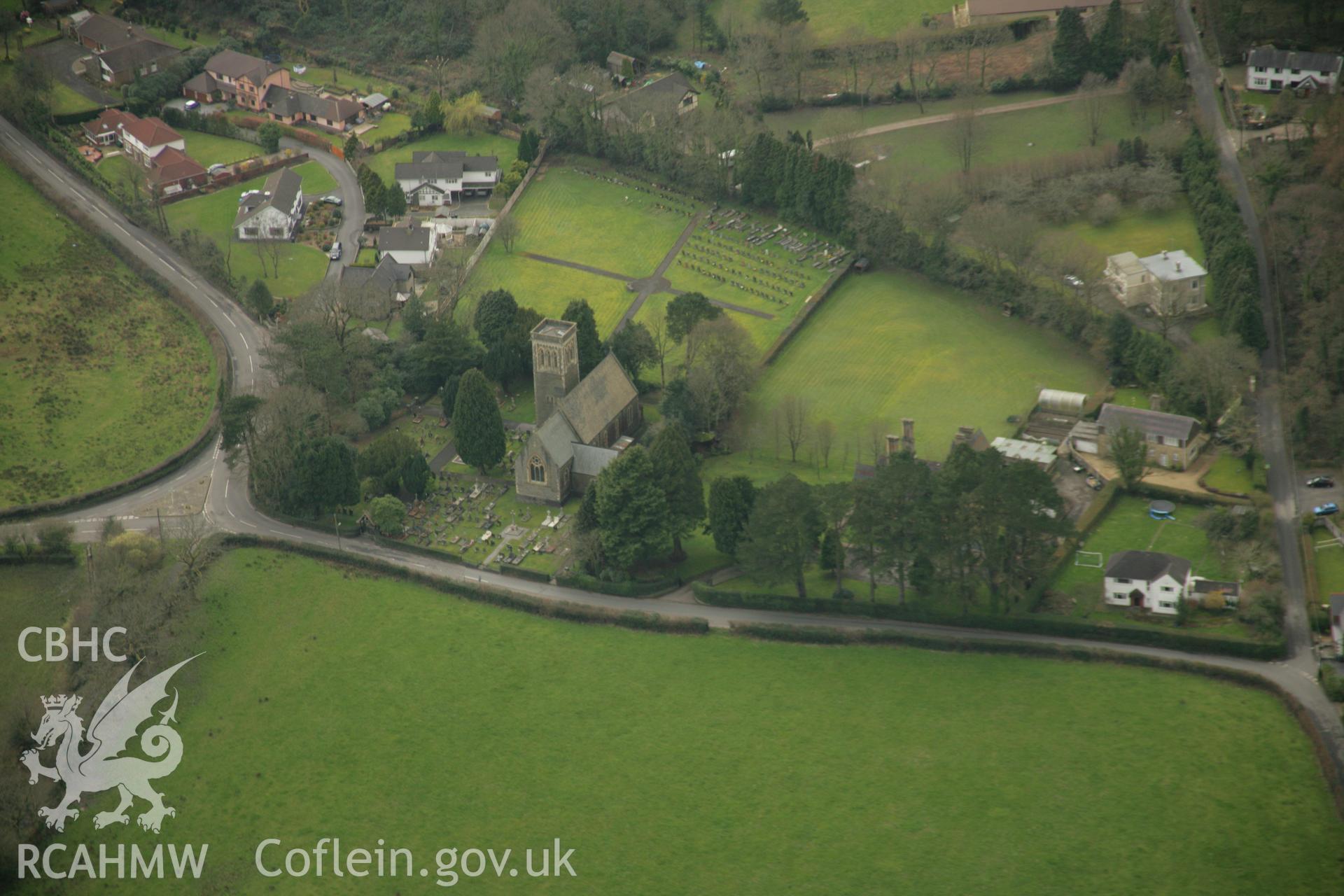 RCAHMW colour oblique aerial photograph of St Matthew's Church, Bryncoch. Taken on 16 March 2007 by Toby Driver