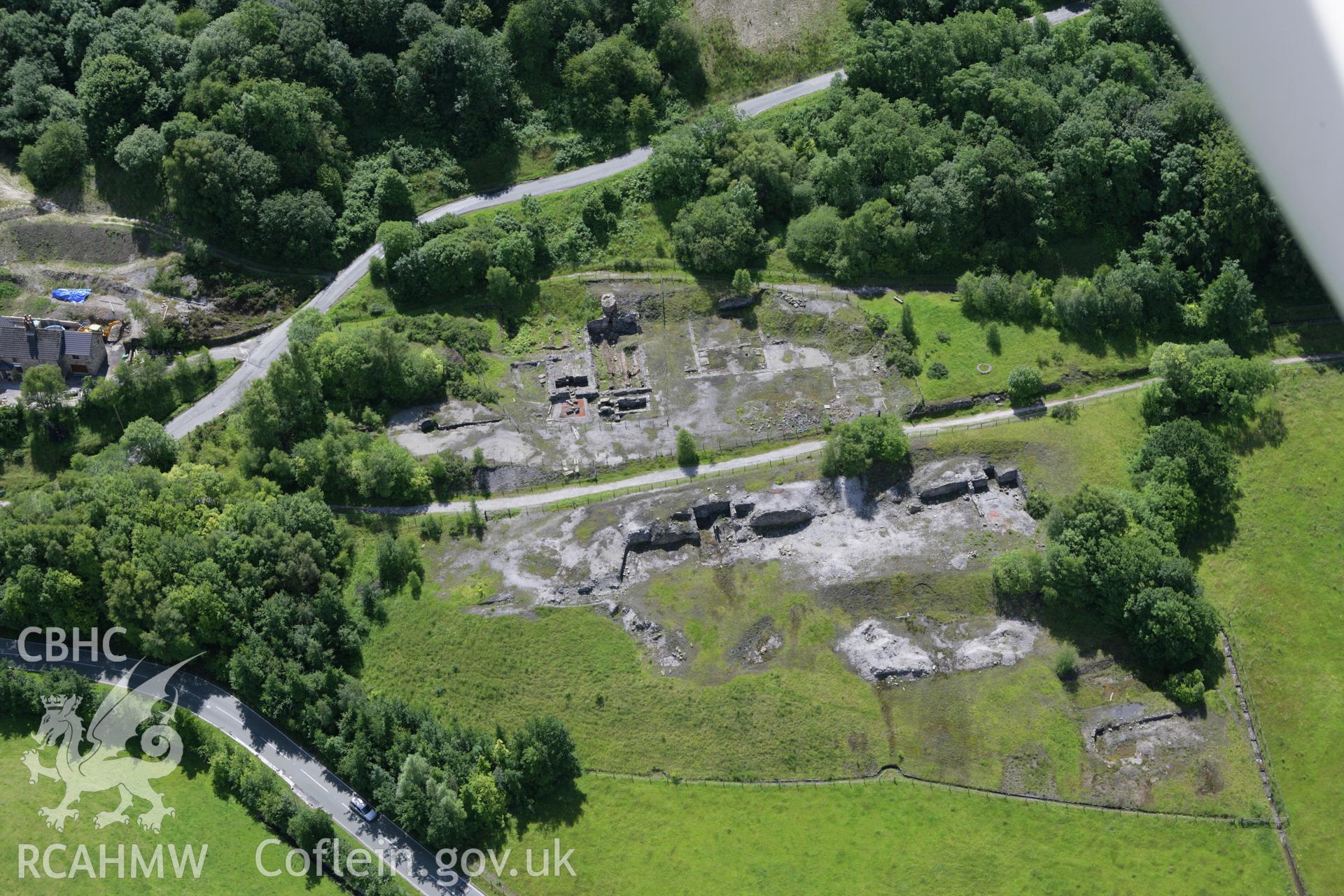 RCAHMW colour oblique aerial photograph of Taylor's Shaft Lead Mine, Minera. Taken on 24 July 2007 by Toby Driver