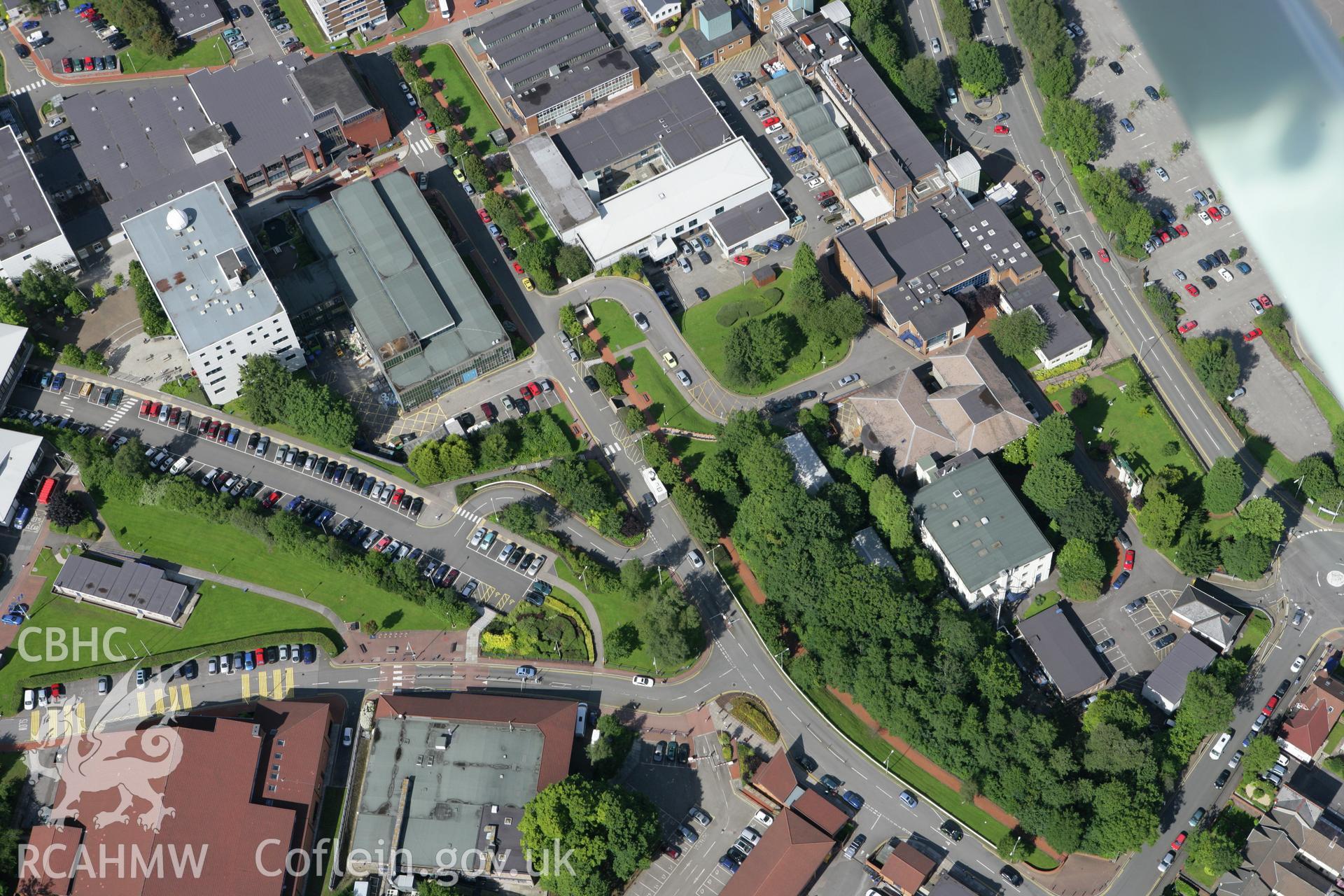 RCAHMW colour oblique aerial photograph of University of Glamorgan's Pontypridd Campus at Treforest. Taken on 30 July 2007 by Toby Driver