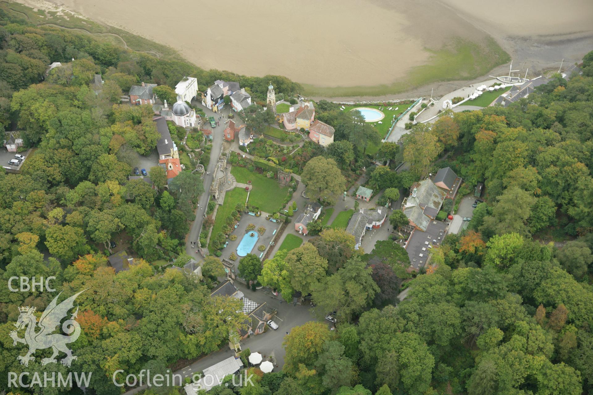 RCAHMW colour oblique photograph of Portmeirion grounds and gardens. Taken by Toby Driver on 08/10/2007.