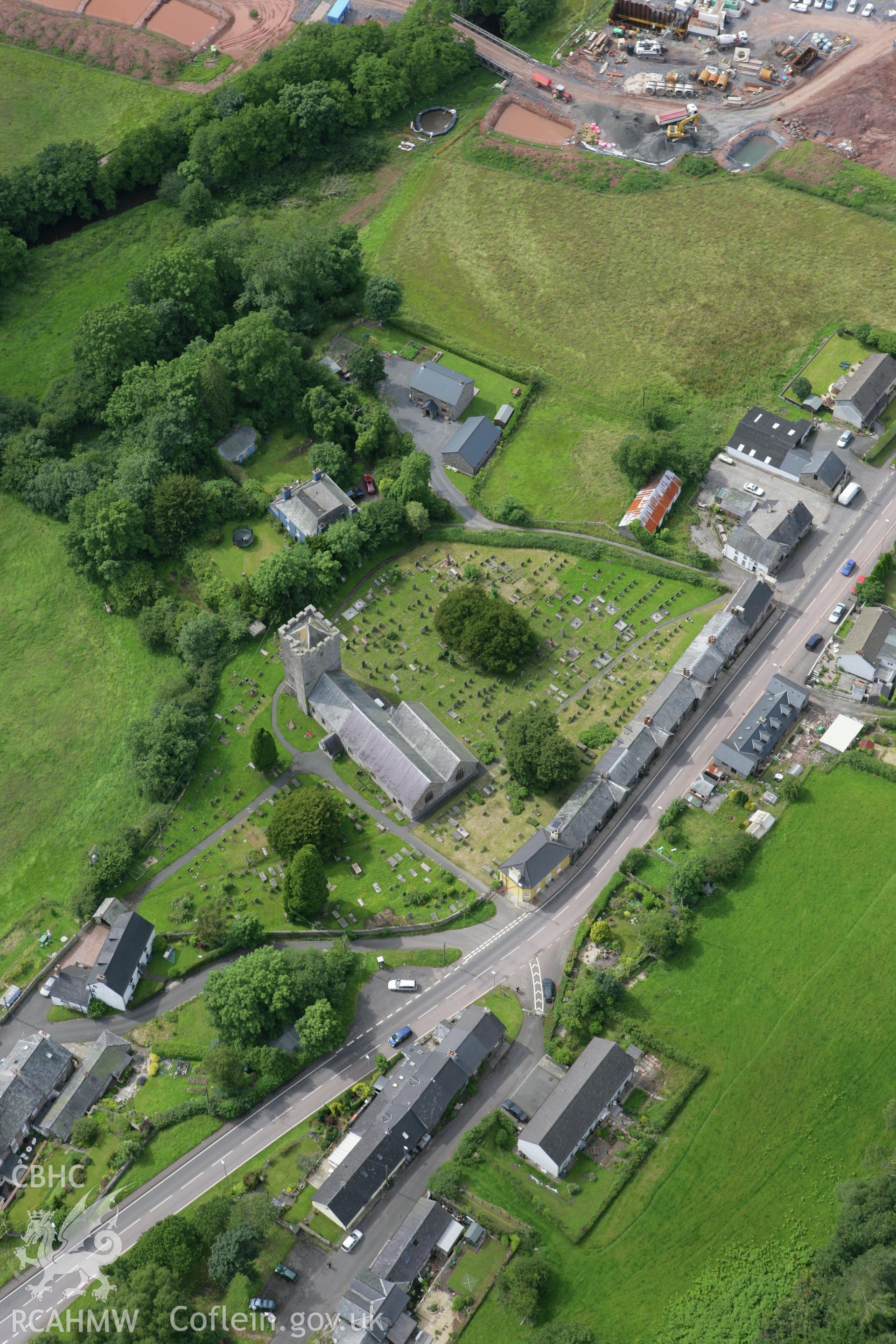 RCAHMW colour oblique aerial photograph of St Cynog's Church, Defynnog. Taken on 09 July 2007 by Toby Driver