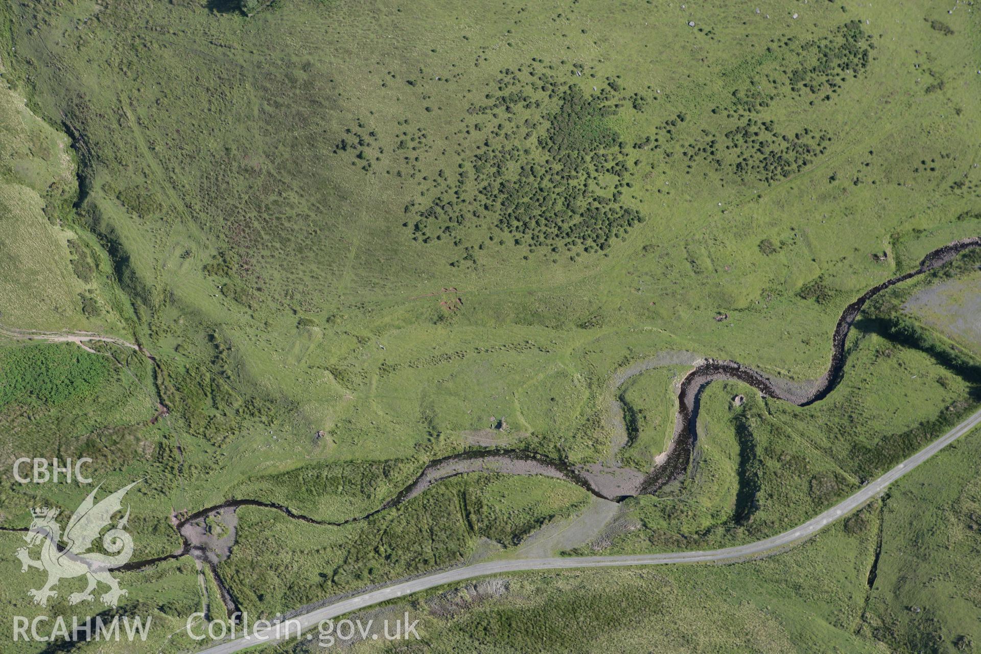 RCAHMW colour oblique aerial photograph of Blaen Duhonw Deserted Rural Settlement, Llangammarch Wells. Taken on 08 August 2007 by Toby Driver