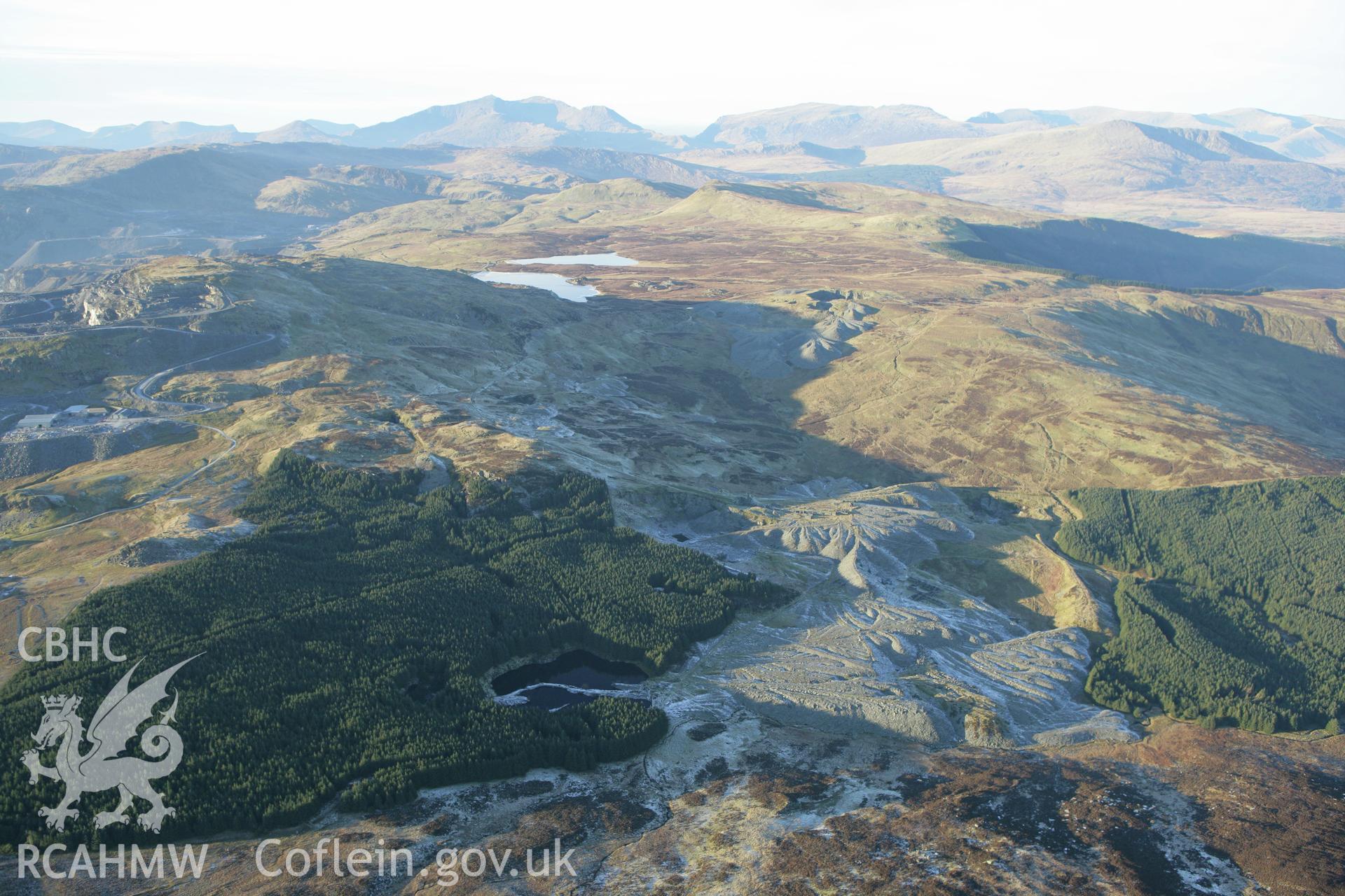 RCAHMW colour oblique photograph of Rhiwbach Slate Quarry. Taken by Toby Driver on 20/12/2007.