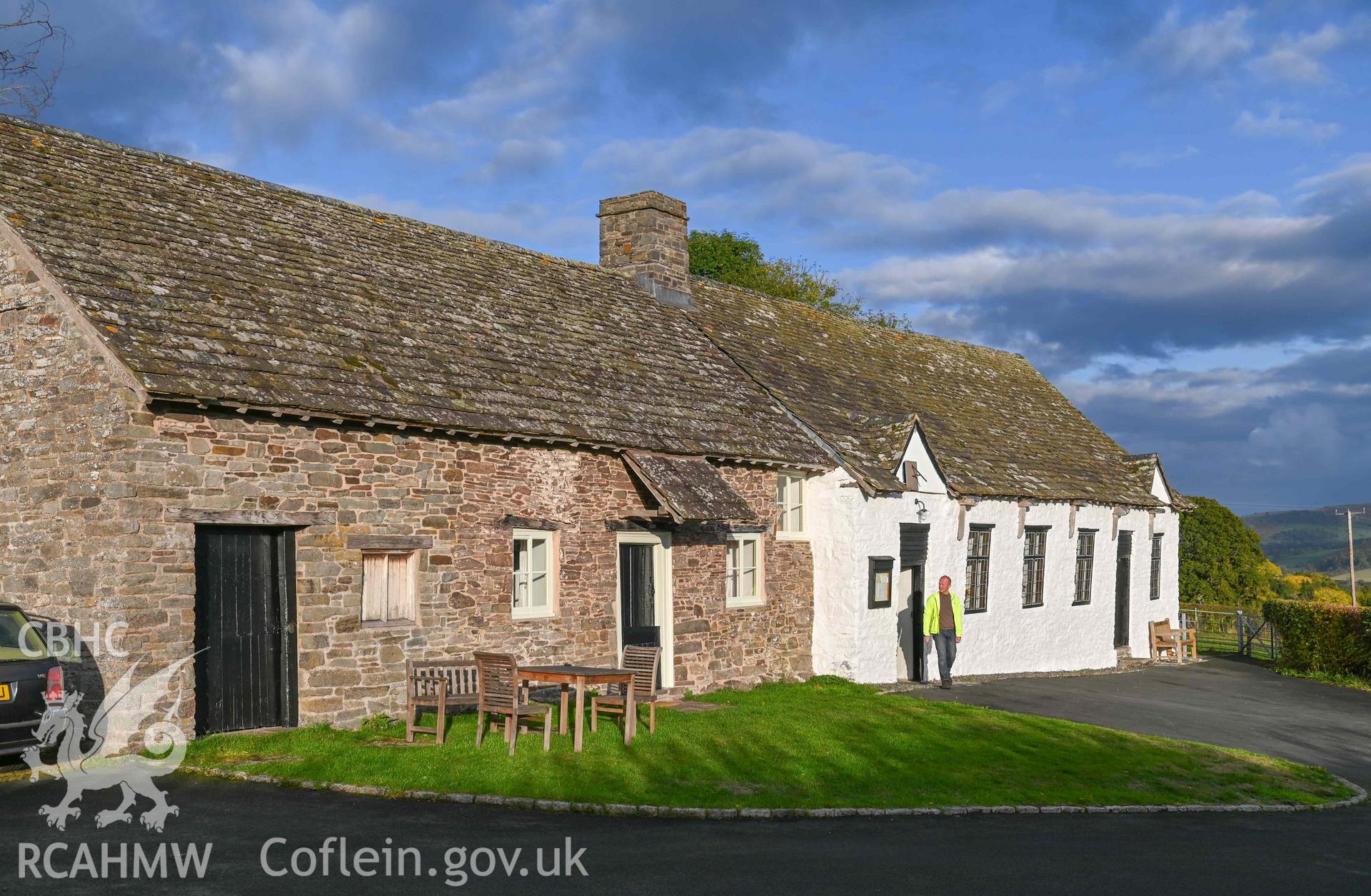 Maesyronen Chapel House - View of the front of the chapel and chapel house, taken from South-West