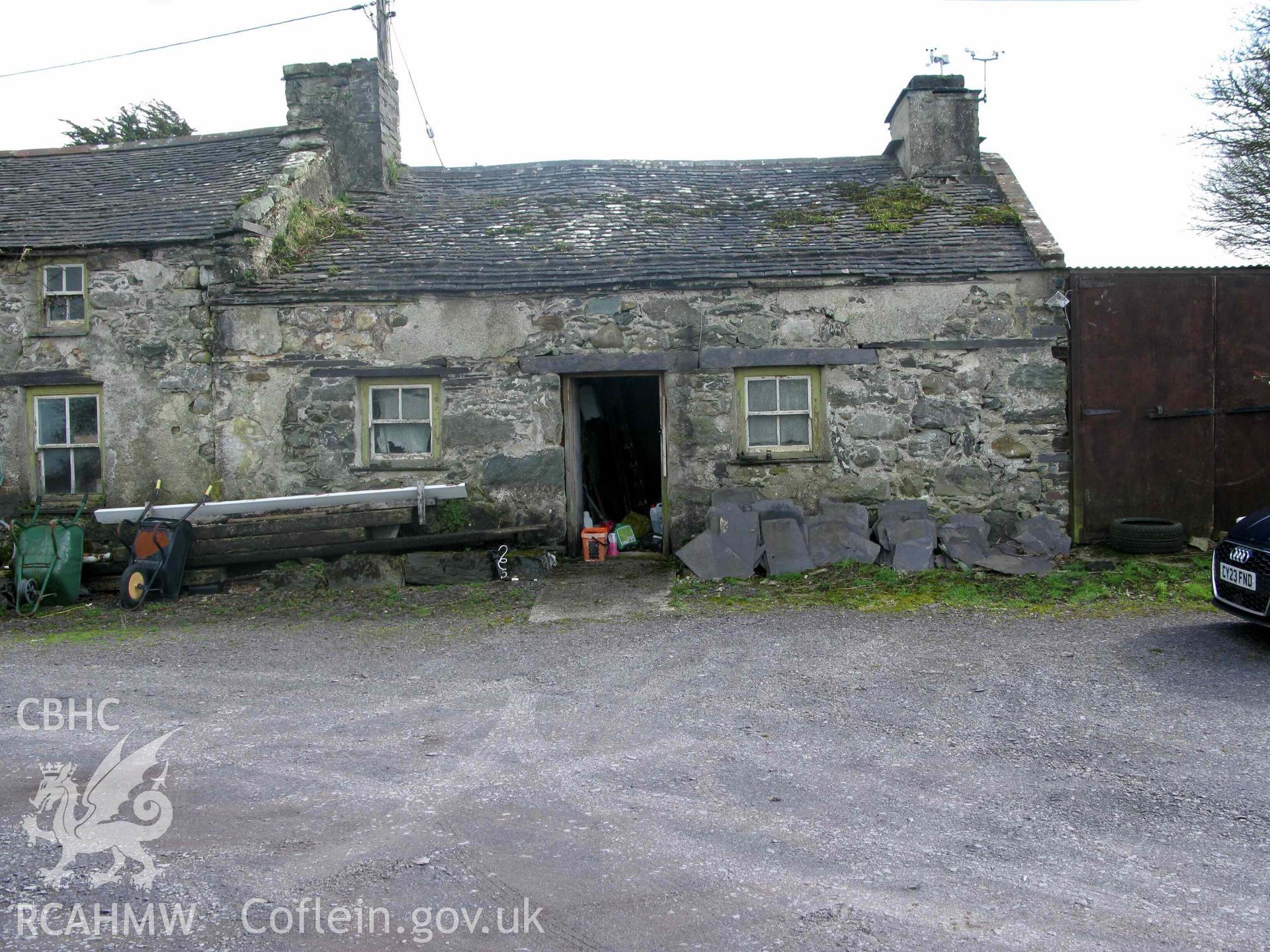 External view from a photographic survey of Cororion Cottage, Lôn Y Wern, Tregarth, carried out as part of planning conditions in 2024.