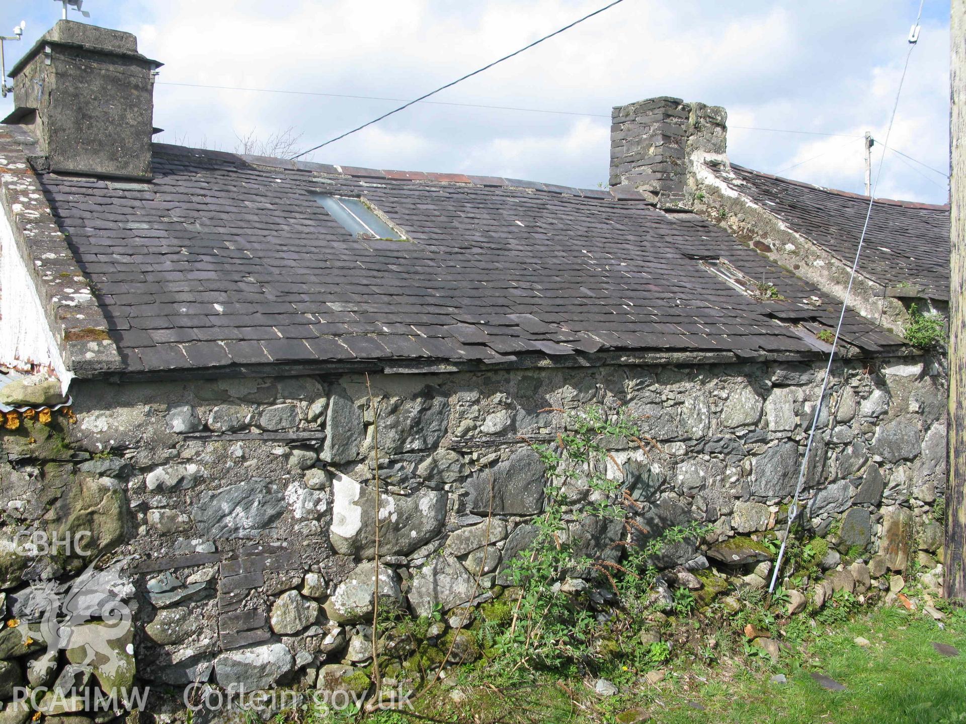 External view from a photographic survey of Cororion Cottage, Lôn Y Wern, Tregarth, carried out as part of planning conditions in 2024.