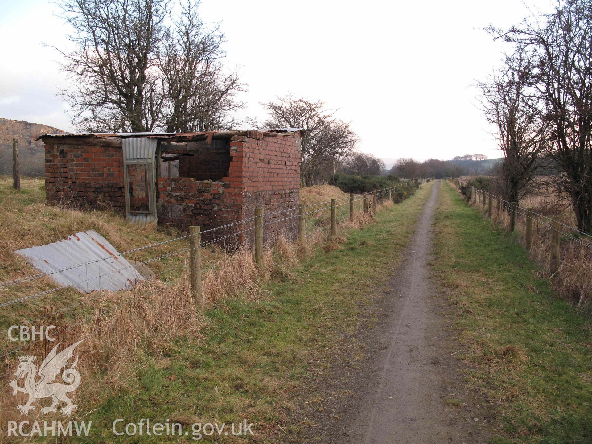 Corporation Siding Signal Box: exterior with former location of railway track visible