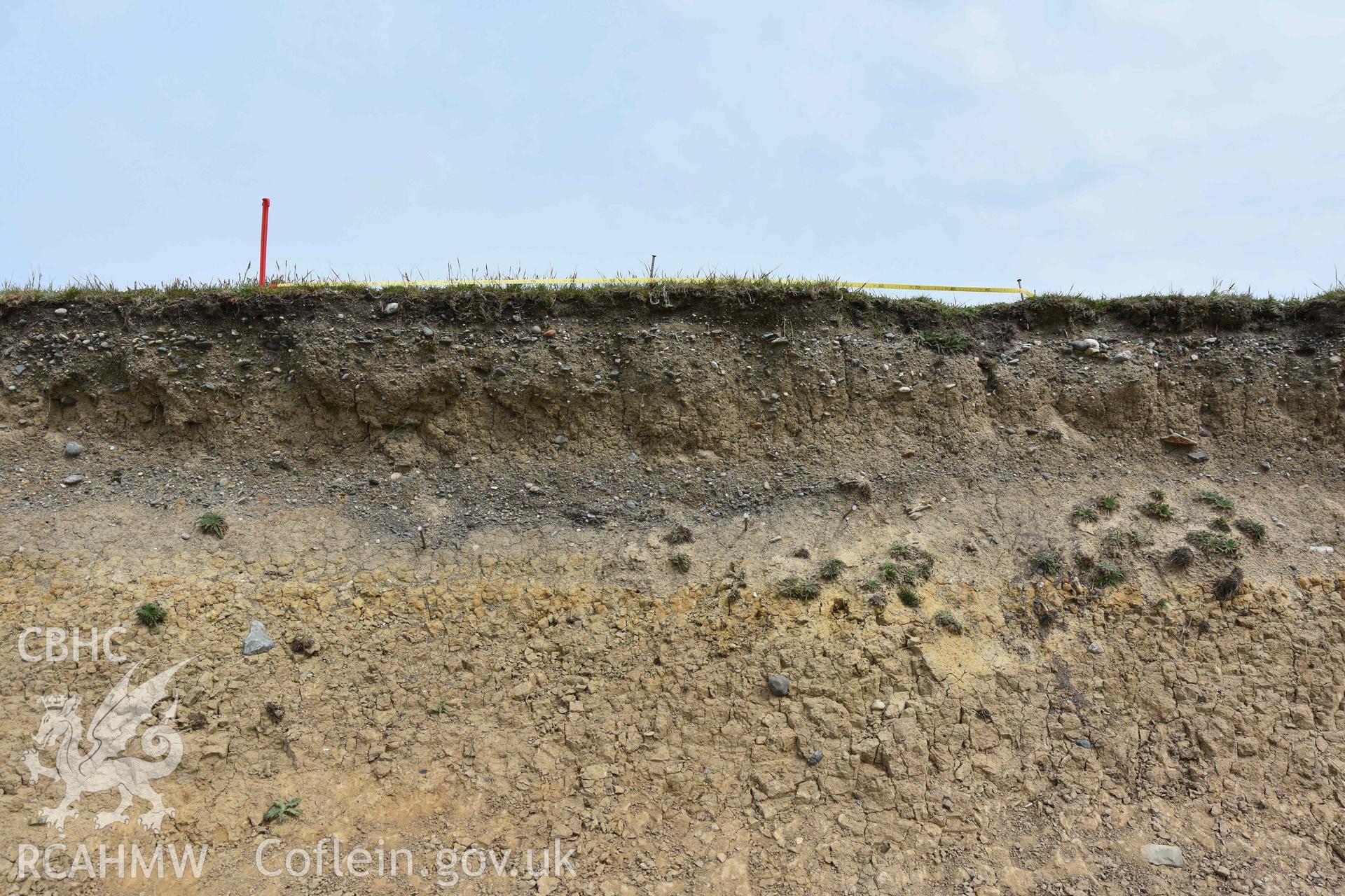 Archaeological feature initally recorded as Cremation 2018/2 in the Henllwyn eroding section