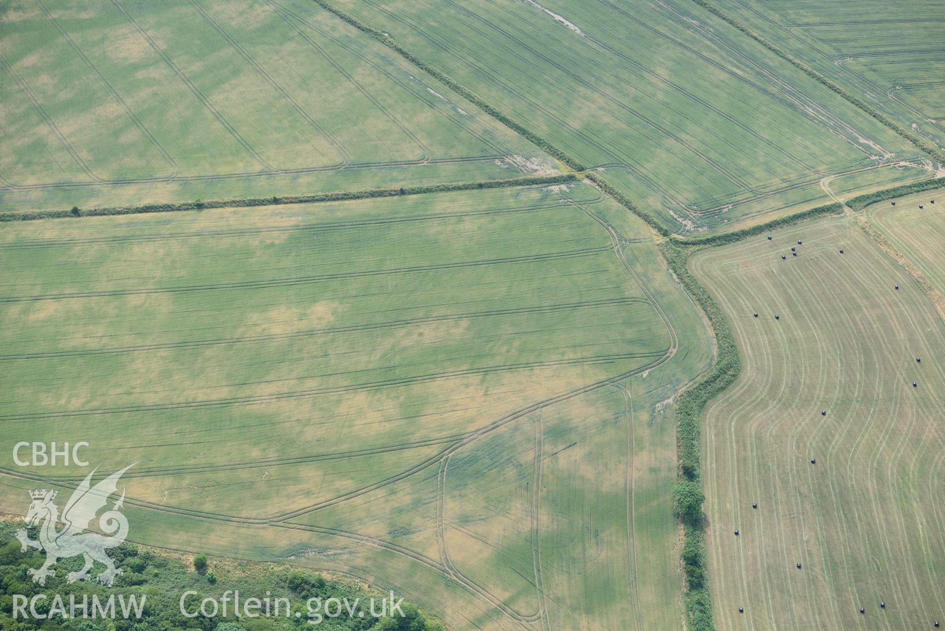 RCAHMW colour oblique aerial photograph of Pant y rhedyn enclosure, Mathry taken on 11 July 2018 by Toby Driver