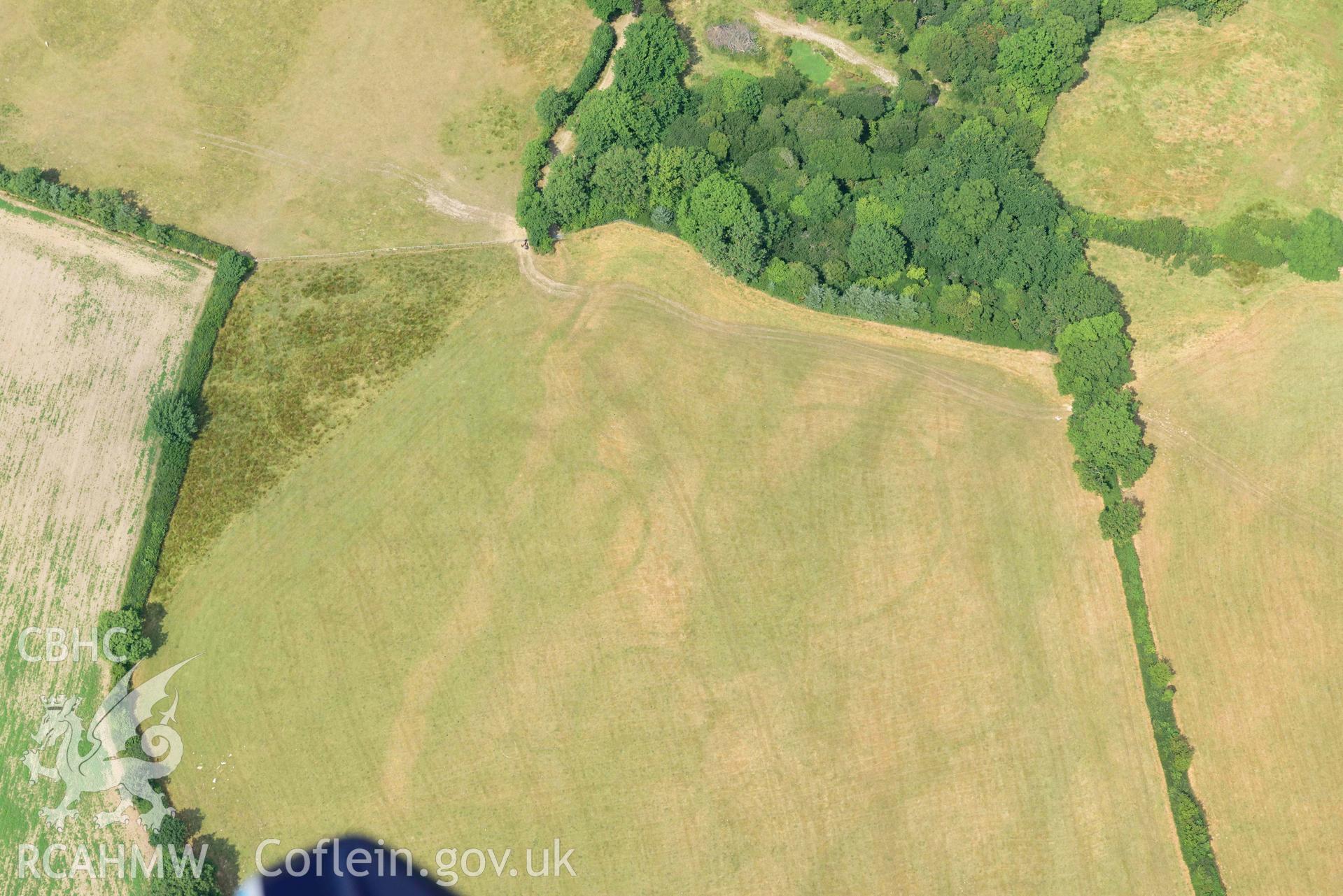 RCAHMW colour oblique aerial photograph of Ffynnon groes or crosswell barrow cemetary taken on 18 July 2018 by Toby Driver