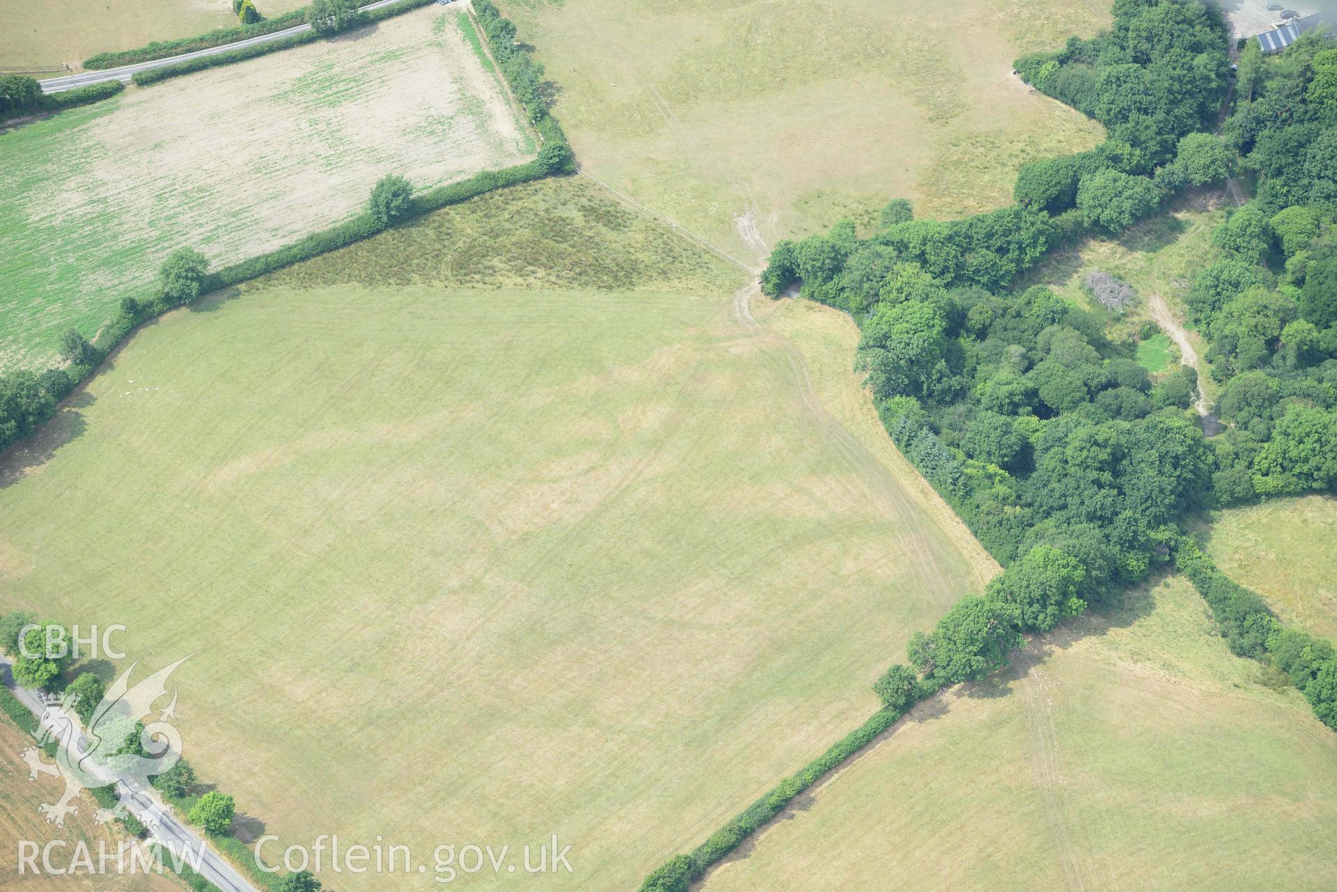 RCAHMW colour oblique aerial photograph of Ffynnon groes or crosswell barrow cemetary taken on 18 July 2018 by Toby Driver