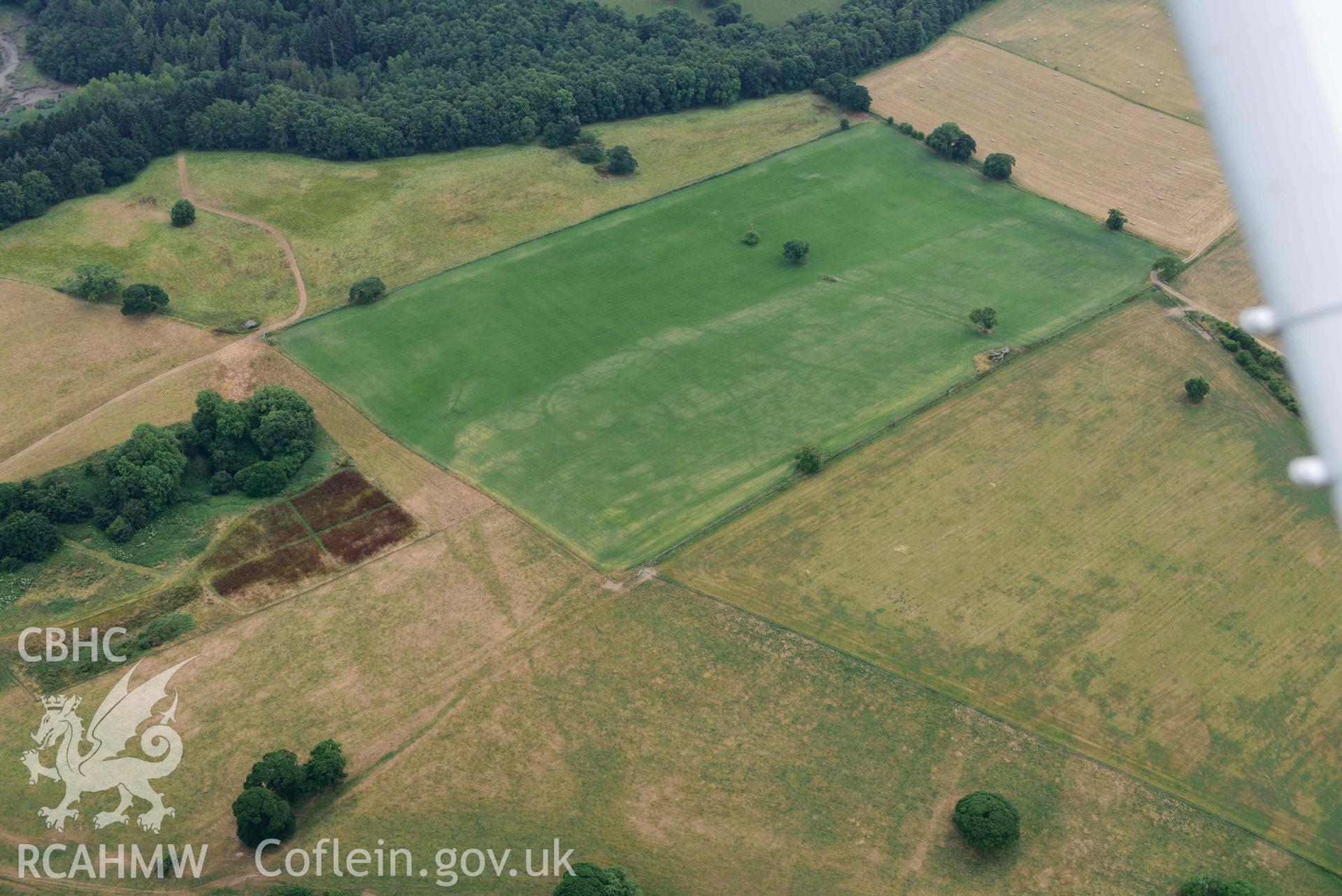 RCAHMW colour oblique aerial photograph of Slebech Park cropmark enclosure taken on 11 July 2018 by Toby Driver