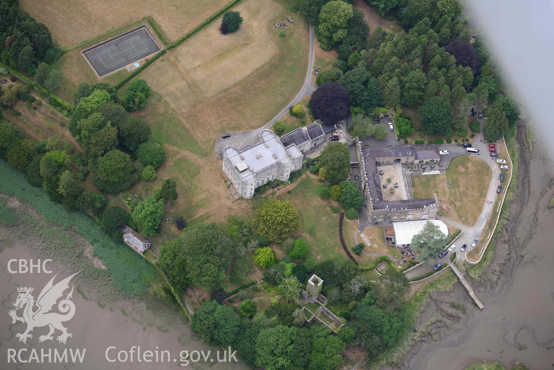 RCAHMW colour oblique aerial photograph of Slebech Hall and St Johns Church Slebech taken on 11 July 2018 by Toby Driver