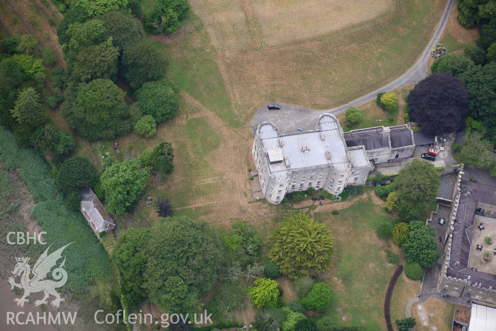 RCAHMW colour oblique aerial photograph of Slebech Hall and St Johns Church Slebech taken on 11 July 2018 by Toby Driver