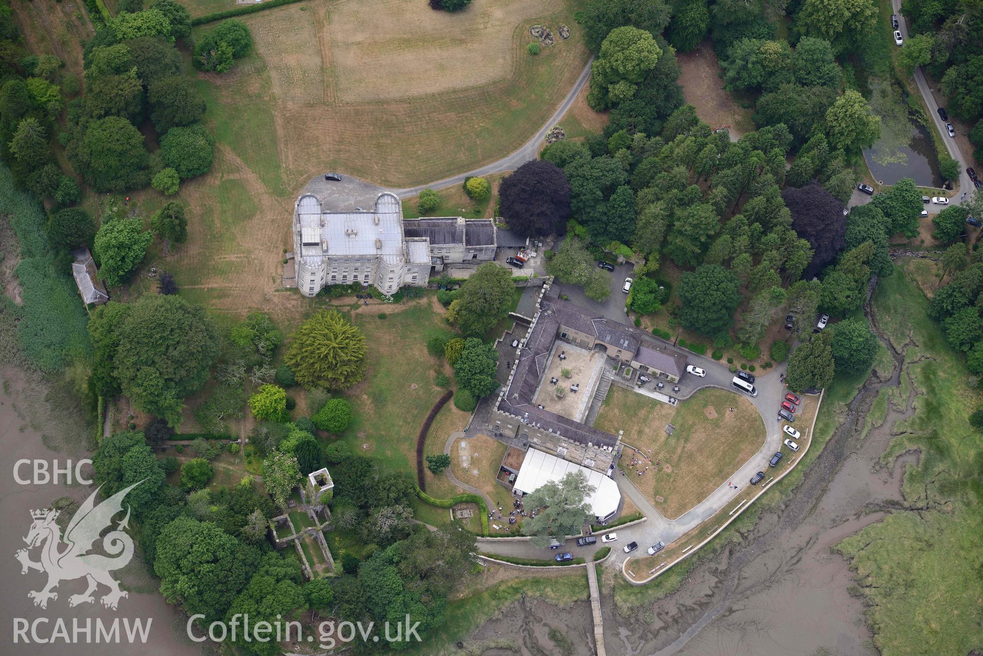 RCAHMW colour oblique aerial photograph of Slebech Park stables and Slebech Hall taken on 11 July 2018 by Toby Driver