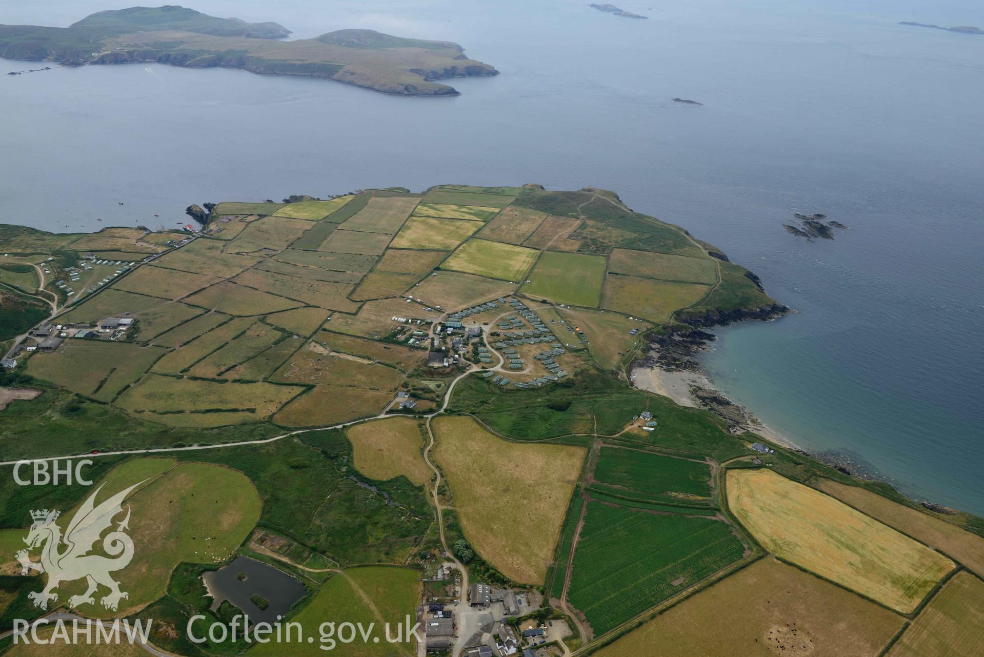 RCAHMW colour oblique aerial photograph of Porth Sele to Ramsey Island taken on 11 July 2018 by Toby Driver