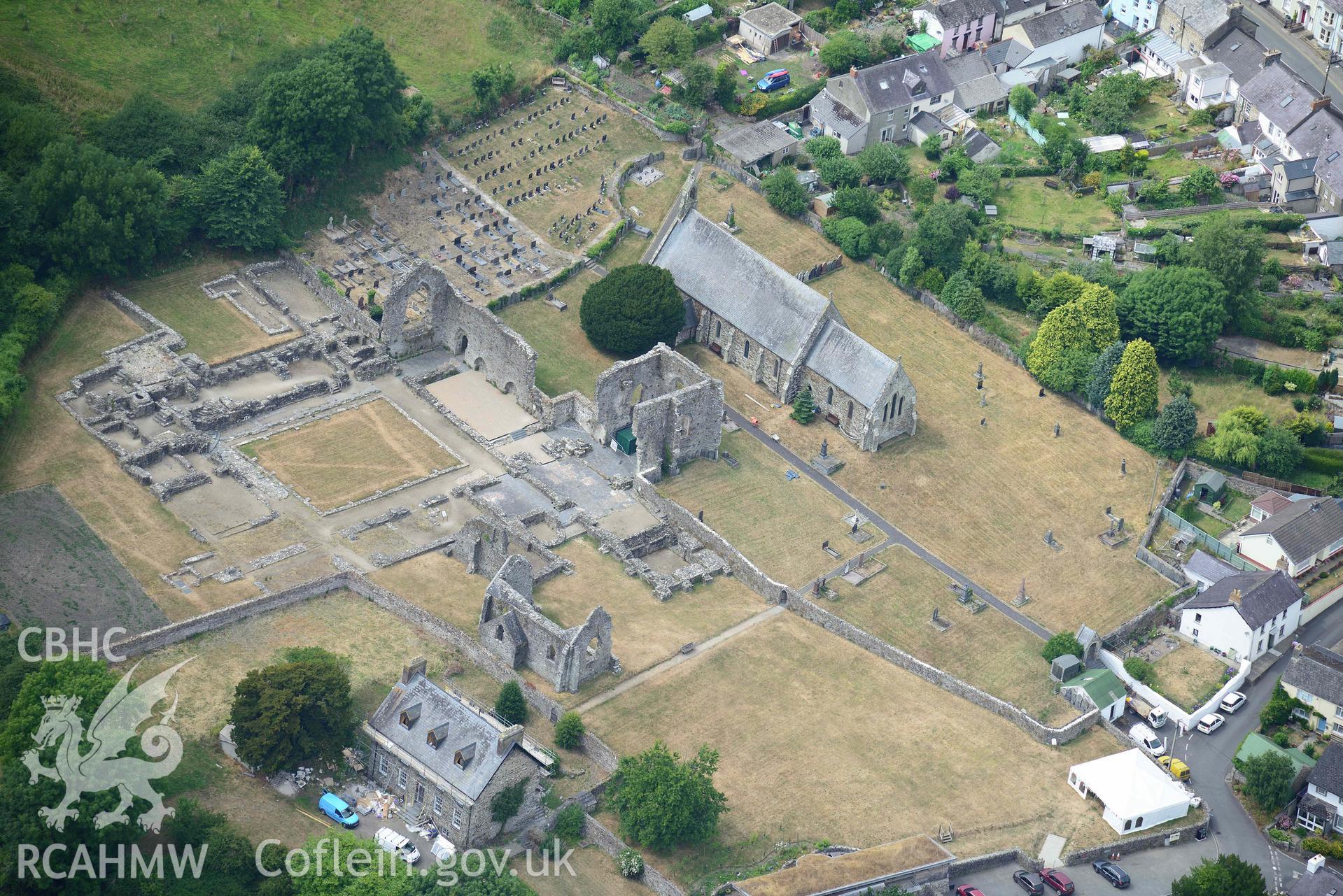 RCAHMW colour oblique aerial photograph of St Dogmaels Abbey taken on 11 July 2018 by Toby Driver