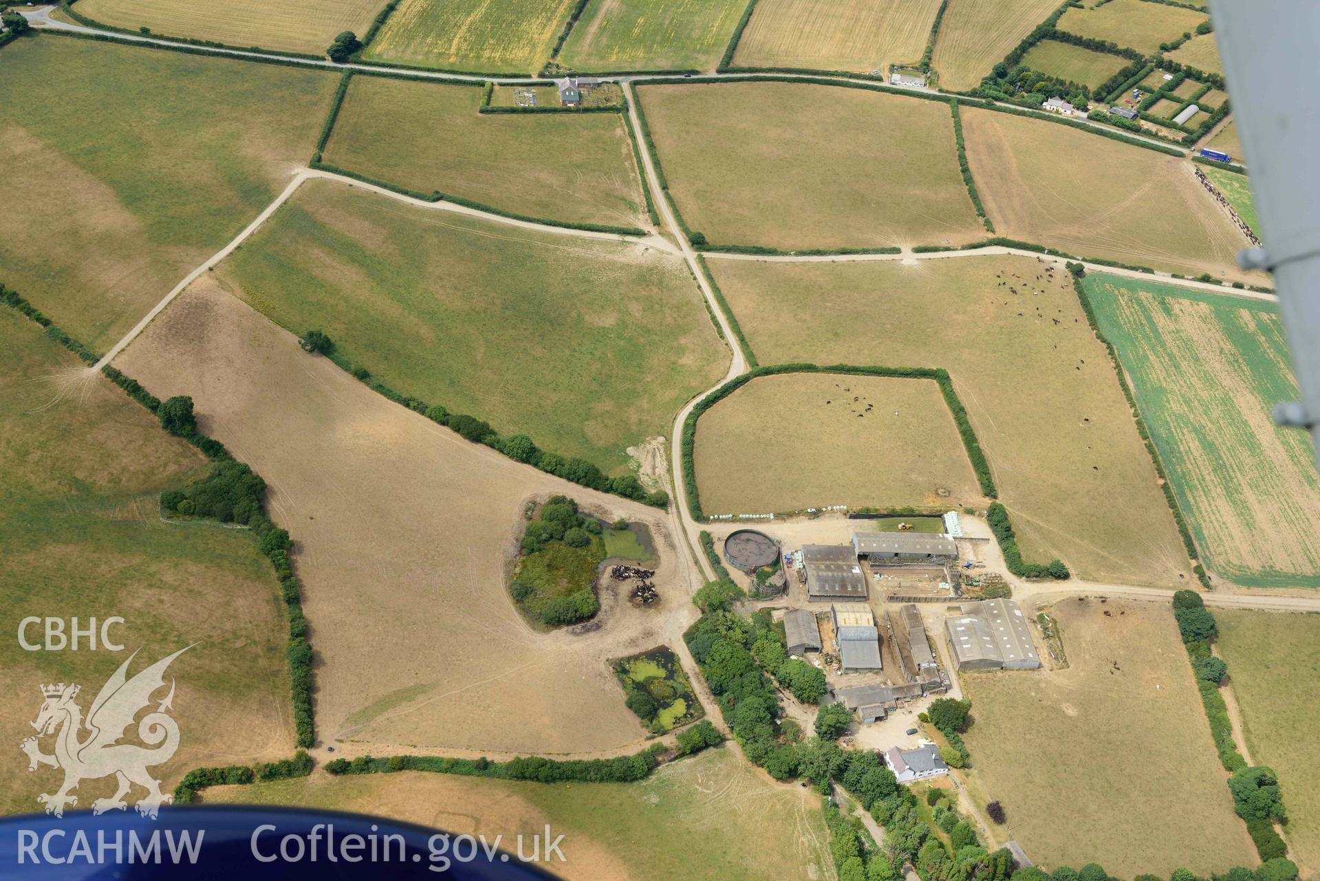 RCAHMW colour oblique aerial photograph of Post-goch enclosure taken on 11 July 2018 by Toby Driver