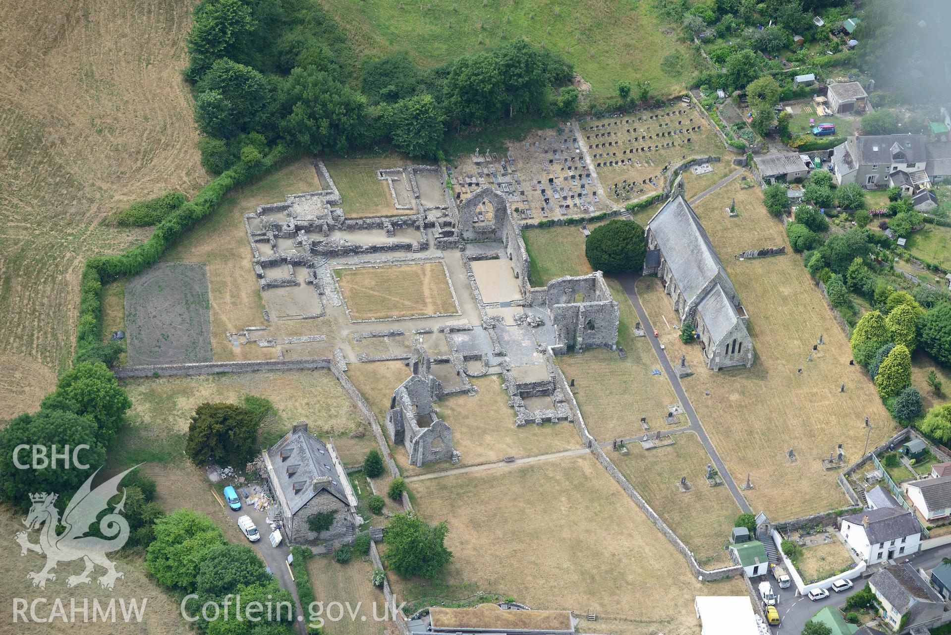 RCAHMW colour oblique aerial photograph of St Dogmaels Abbey taken on 11 July 2018 by Toby Driver