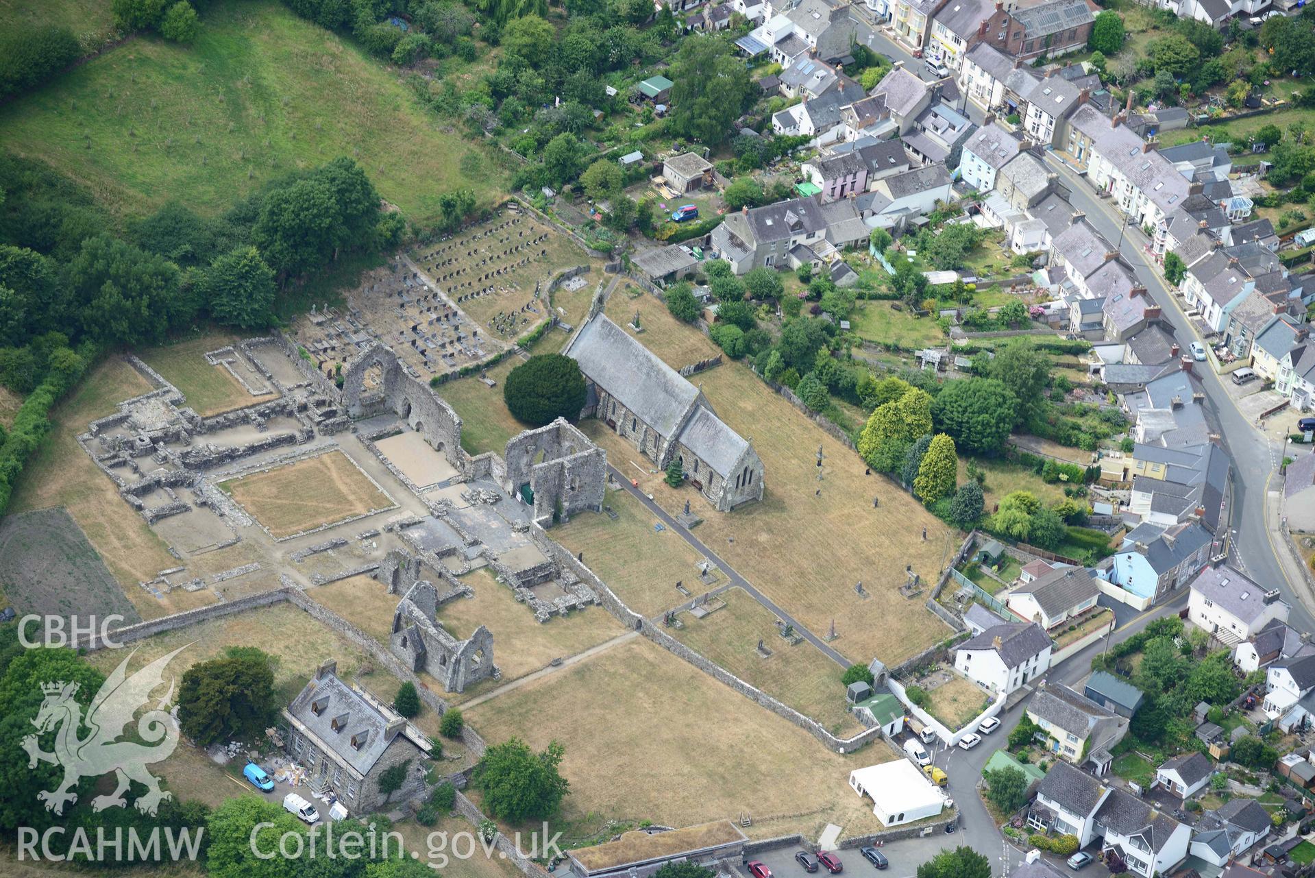 RCAHMW colour oblique aerial photograph of St Dogmaels Abbey taken on 11 July 2018 by Toby Driver