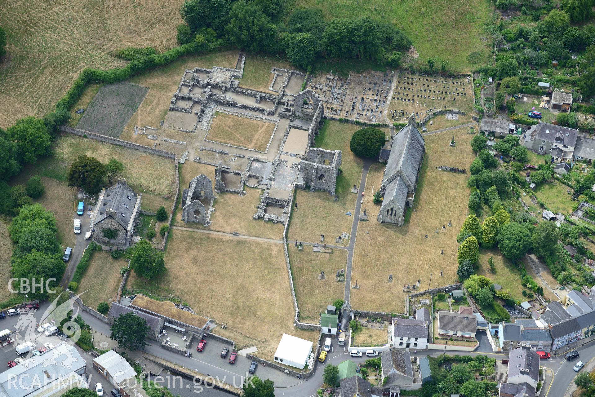 RCAHMW colour oblique aerial photograph of St Dogmaels Abbey taken on 11 July 2018 by Toby Driver