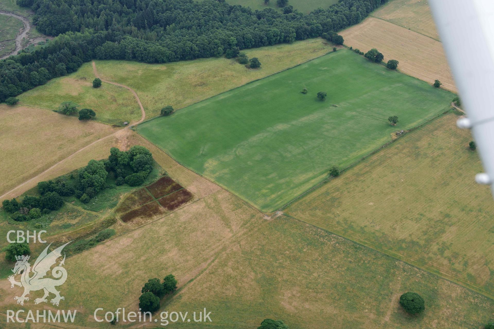 RCAHMW colour oblique aerial photograph of Slebech Park cropmark enclosure taken on 11 July 2018 by Toby Driver