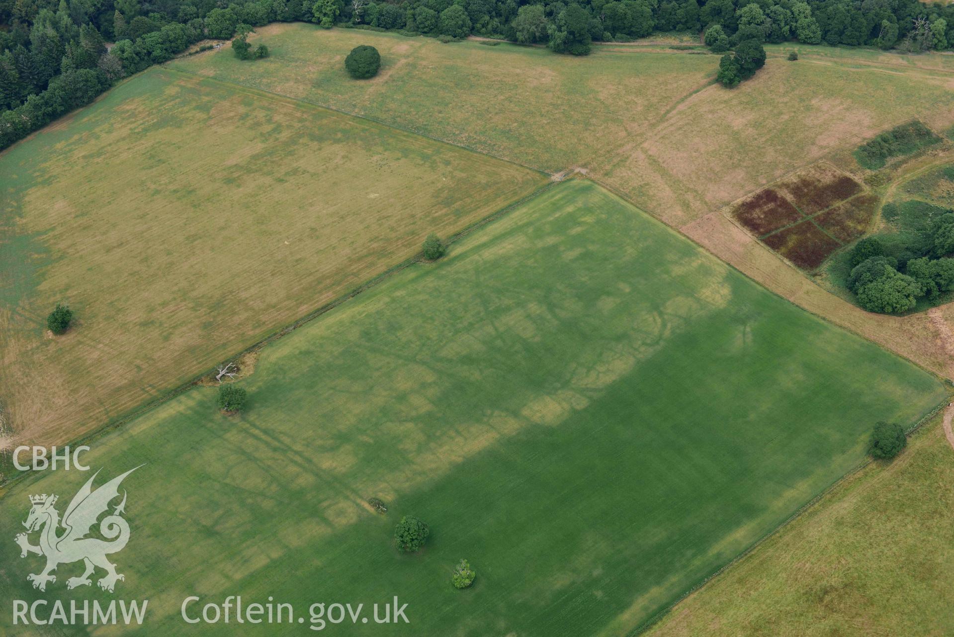 RCAHMW colour oblique aerial photograph of Slebech Park cropmark enclosure taken on 11 July 2018 by Toby Driver