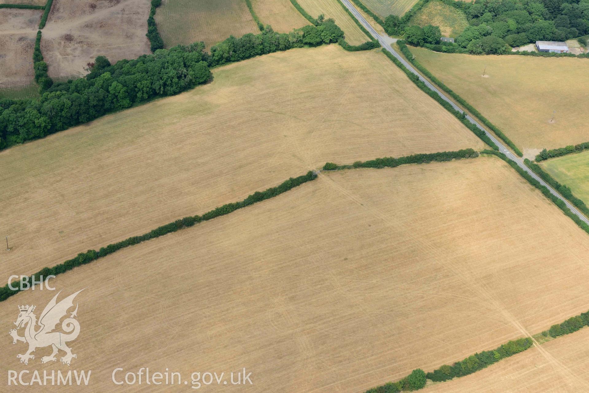 RCAHMW colour oblique aerial photograph of Brechfa enclosure taken on 11 July 2018 by Toby Driver