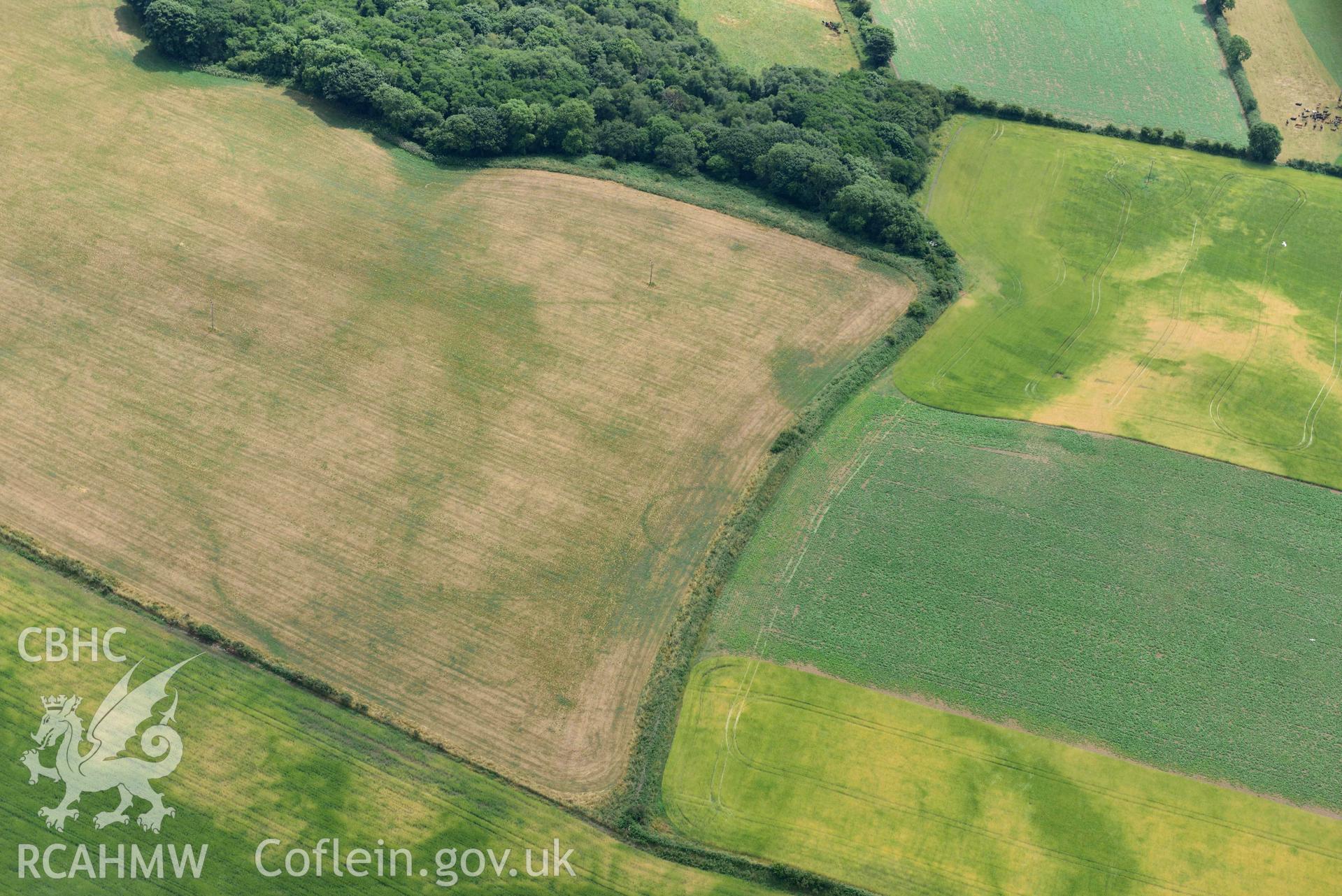 RCAHMW colour oblique aerial photograph of Round Barrows, Northeast of Dryslwyn taken on 11 July 2018 by Toby Driver