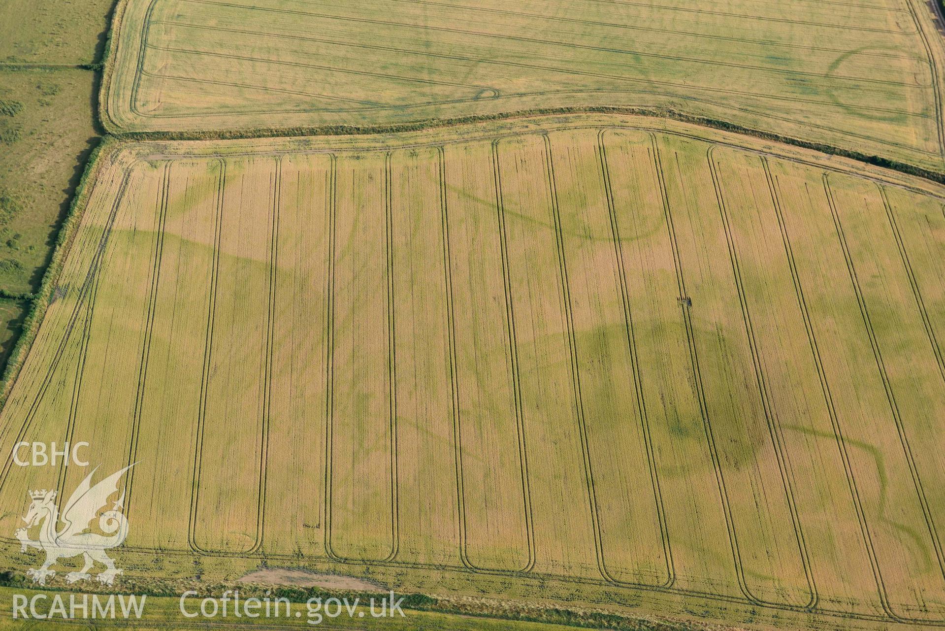 RCAHMW colour oblique aerial photograph of Paviland Manor, cropmark complex; view from NE taken on 17 July 2018 by Toby Driver (NGR: SS449863)