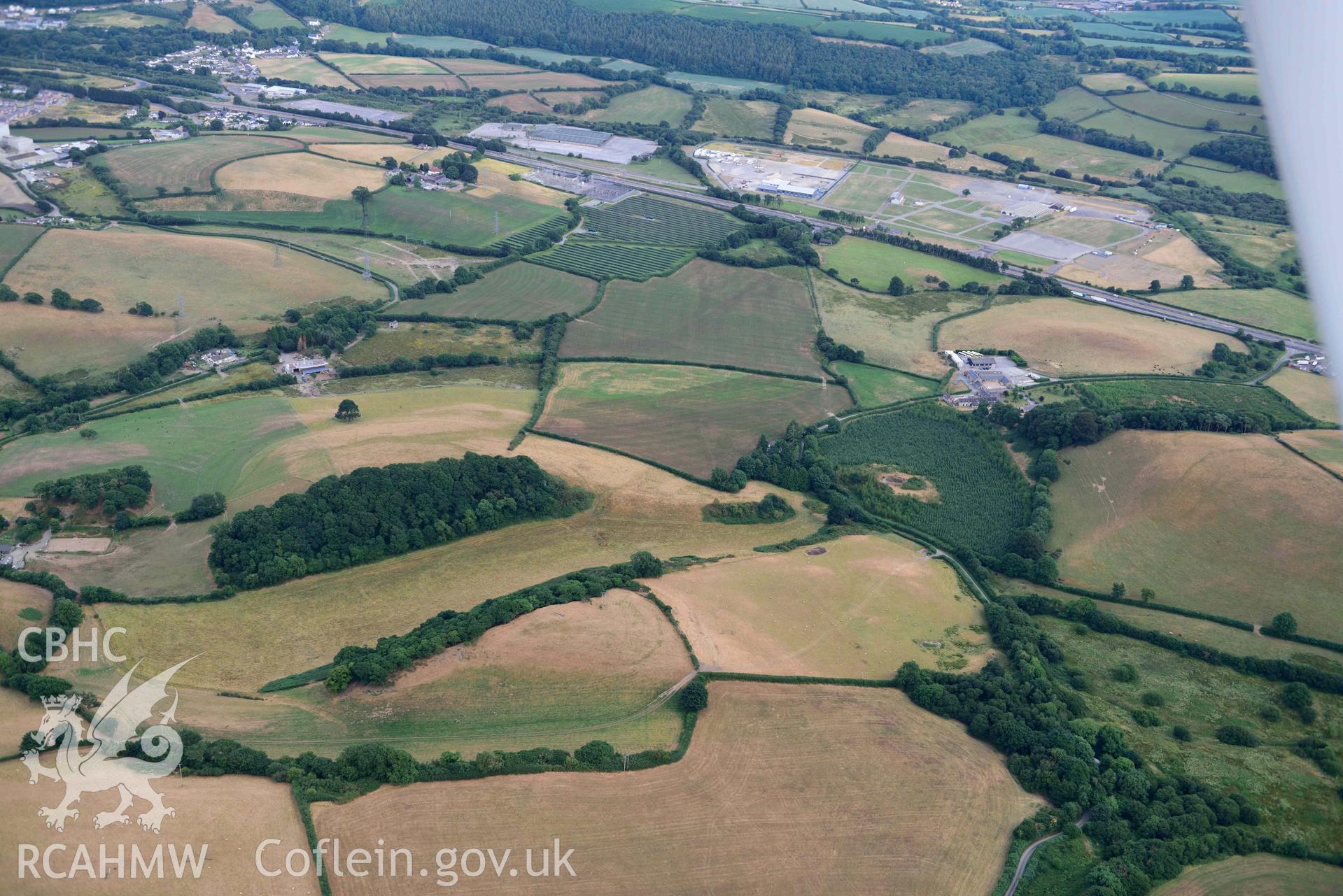 RCAHMW colour oblique aerial photograph of Cwmau-bach west taken on 17 July 2018 by Toby Driver