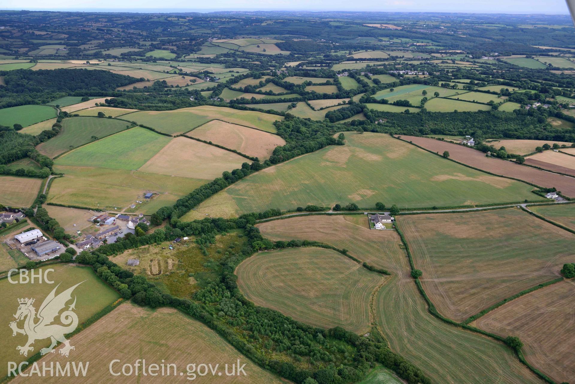 RCAHMW colour oblique aerial photograph of RR W of Carm at Broadway taken on 17 July 2018 by Toby Driver