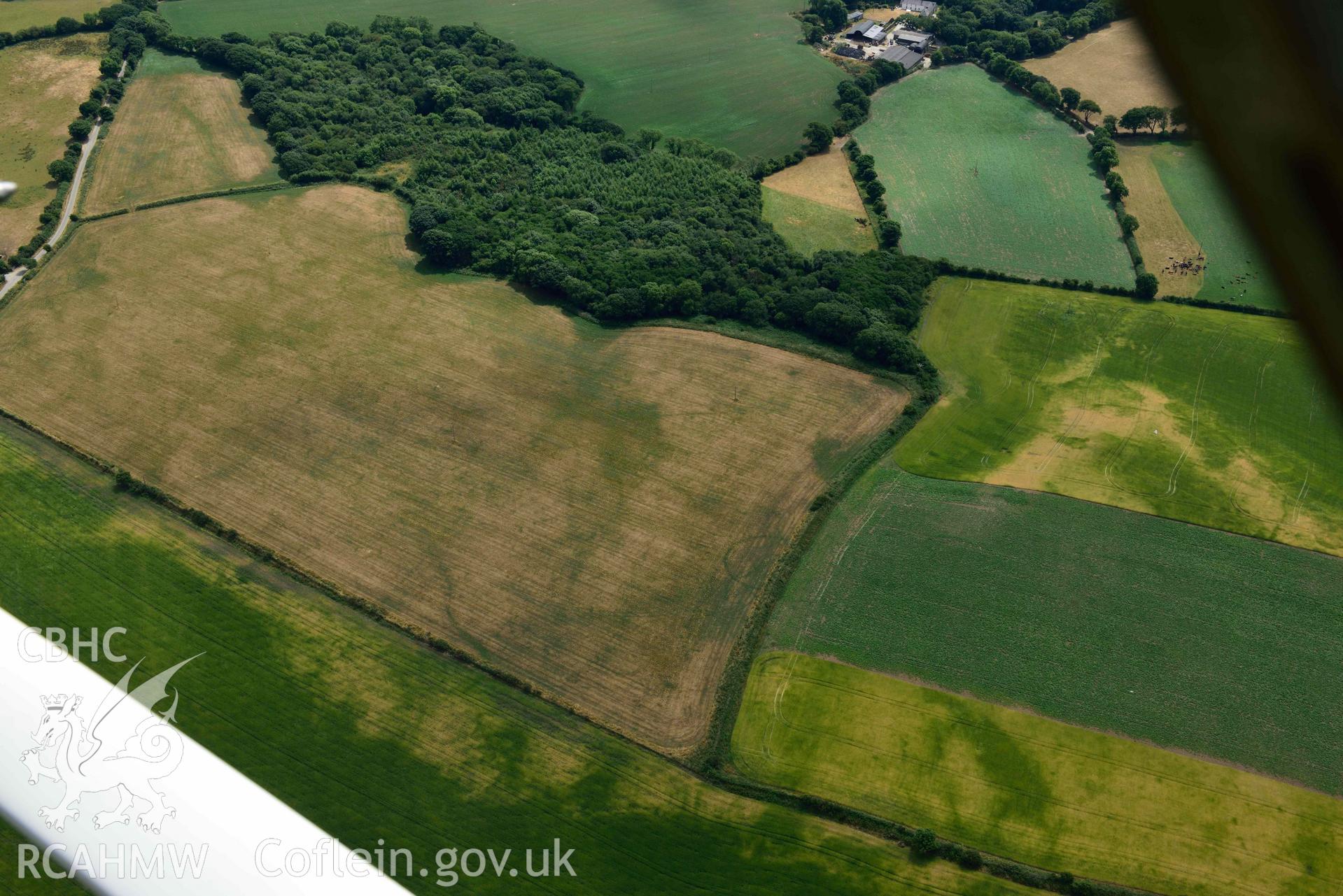 RCAHMW colour oblique aerial photograph of Round Barrows, Northeast of Dryslwyn taken on 11 July 2018 by Toby Driver