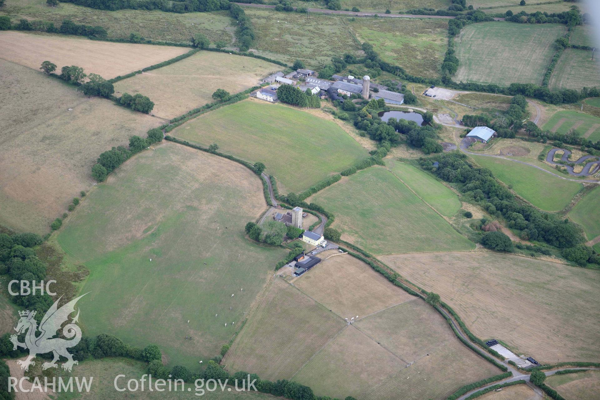 RCAHMW colour oblique aerial photograph of St Cynins Church taken on 17 July 2018 by Toby Driver