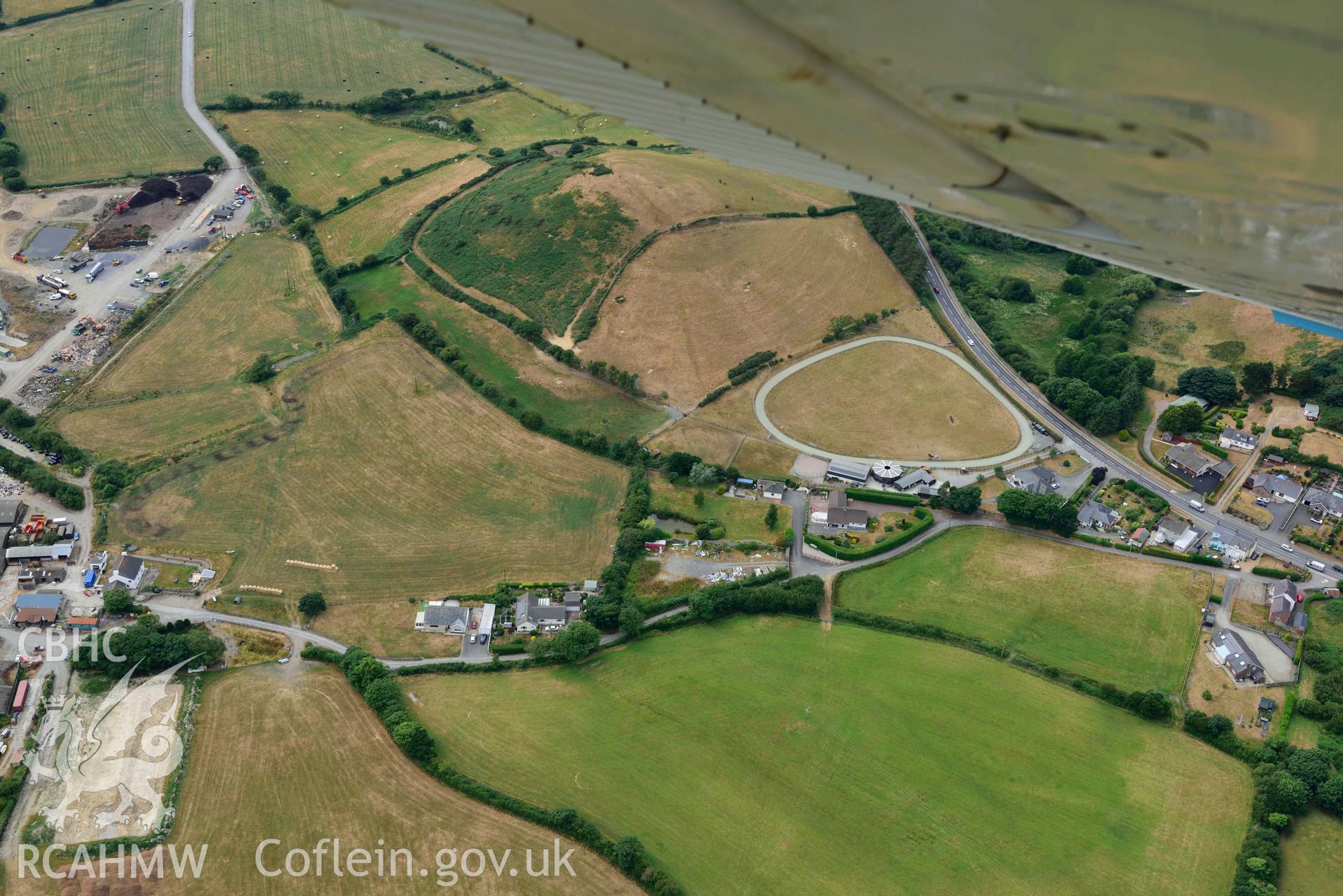 RCAHMW colour oblique aerial photograph of Banc y Warren hillfort taken on 11 July 2018 by Toby Driver