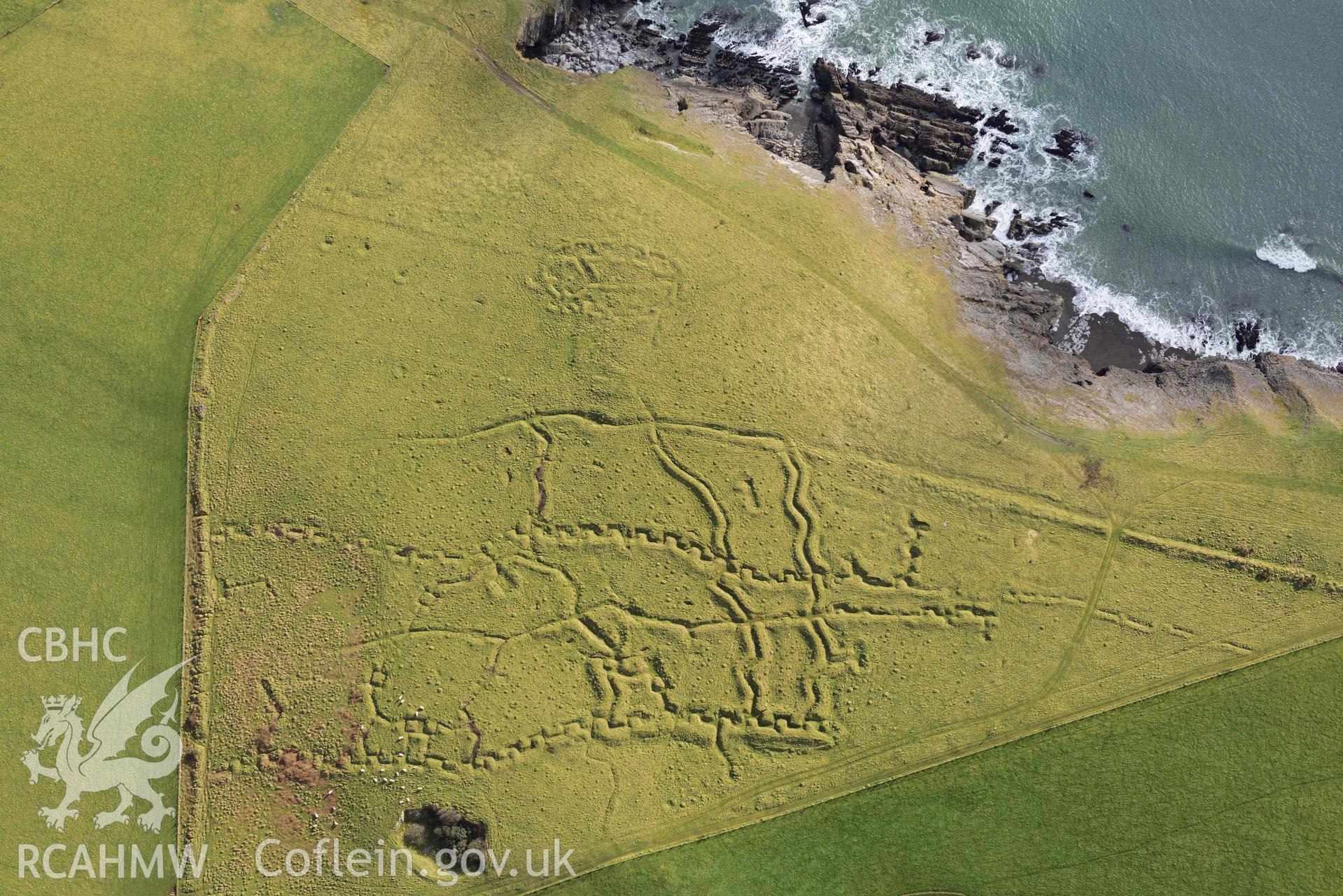 RCAHMW colour oblique aerial photograph of Penally First World War practice trenches, in winter light taken on 4 March 2022 by Toby Driver ((SS112985)