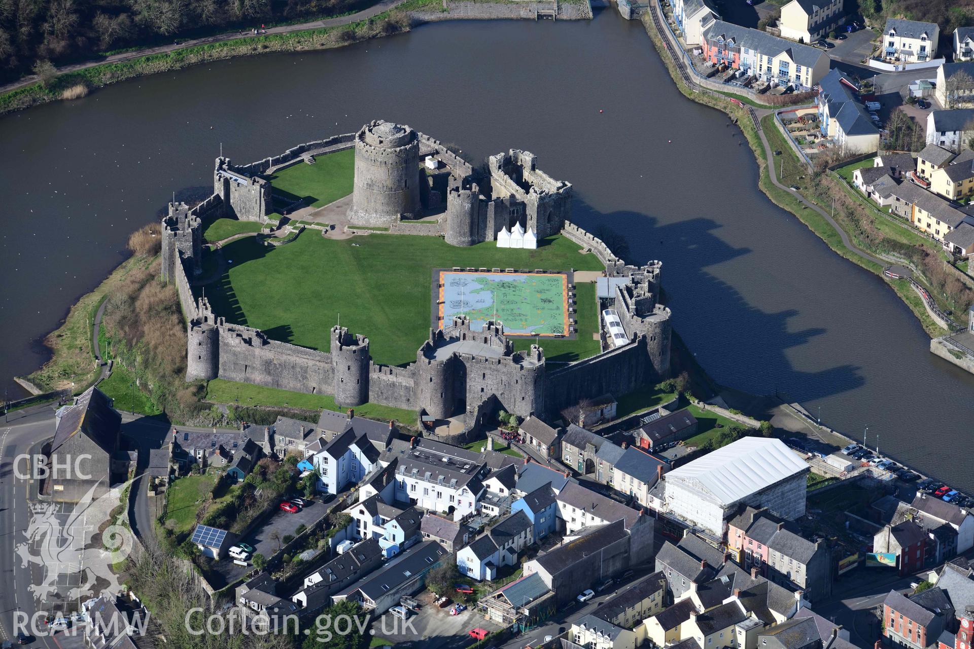 RCAHMW colour oblique aerial photograph of Pembroke Castle taken on 4 March 2022 by Toby Driver ((SM981016)