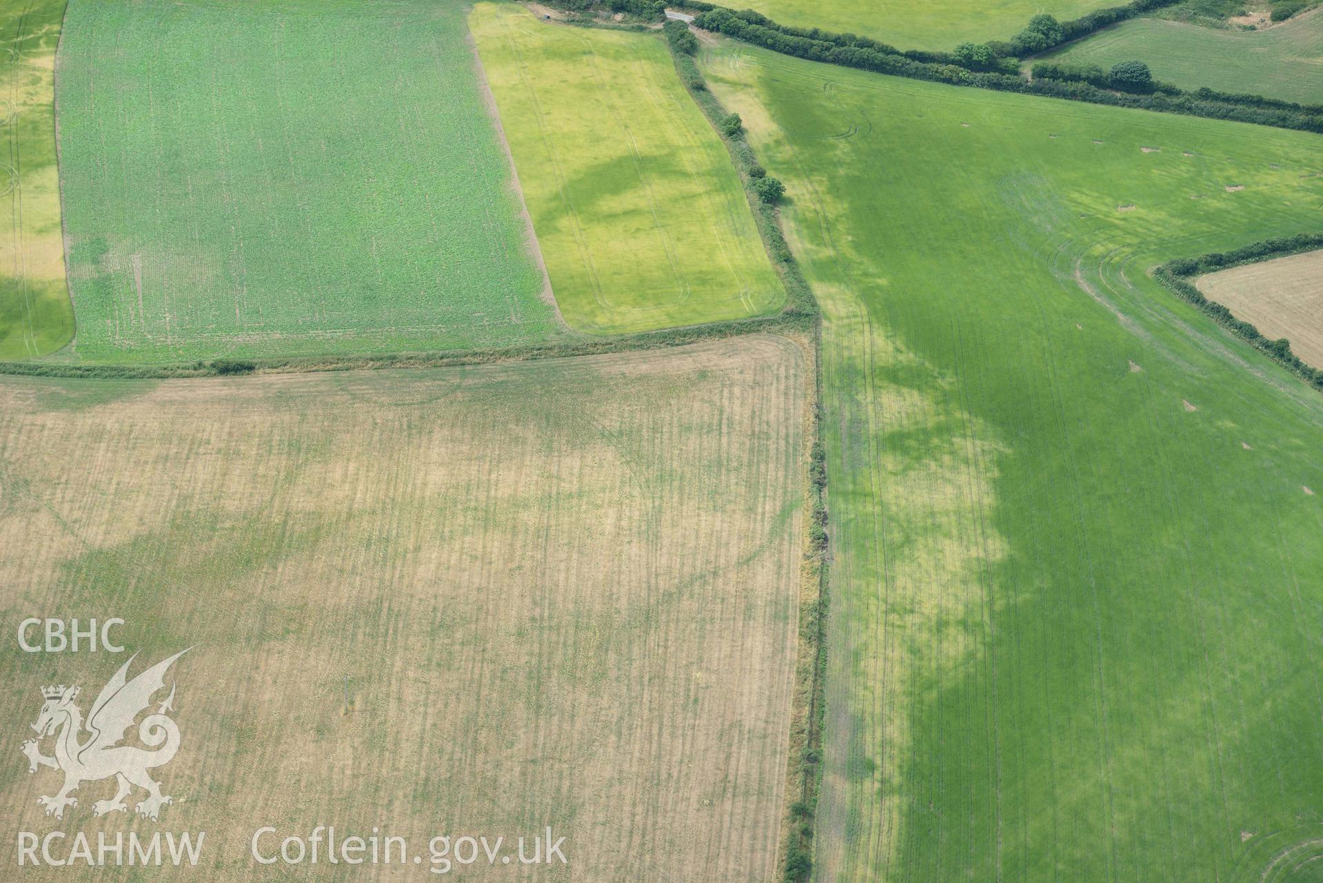 RCAHMW colour oblique aerial photograph of Round Barrows, Northeast of Dryslwyn taken on 11 July 2018 by Toby Driver